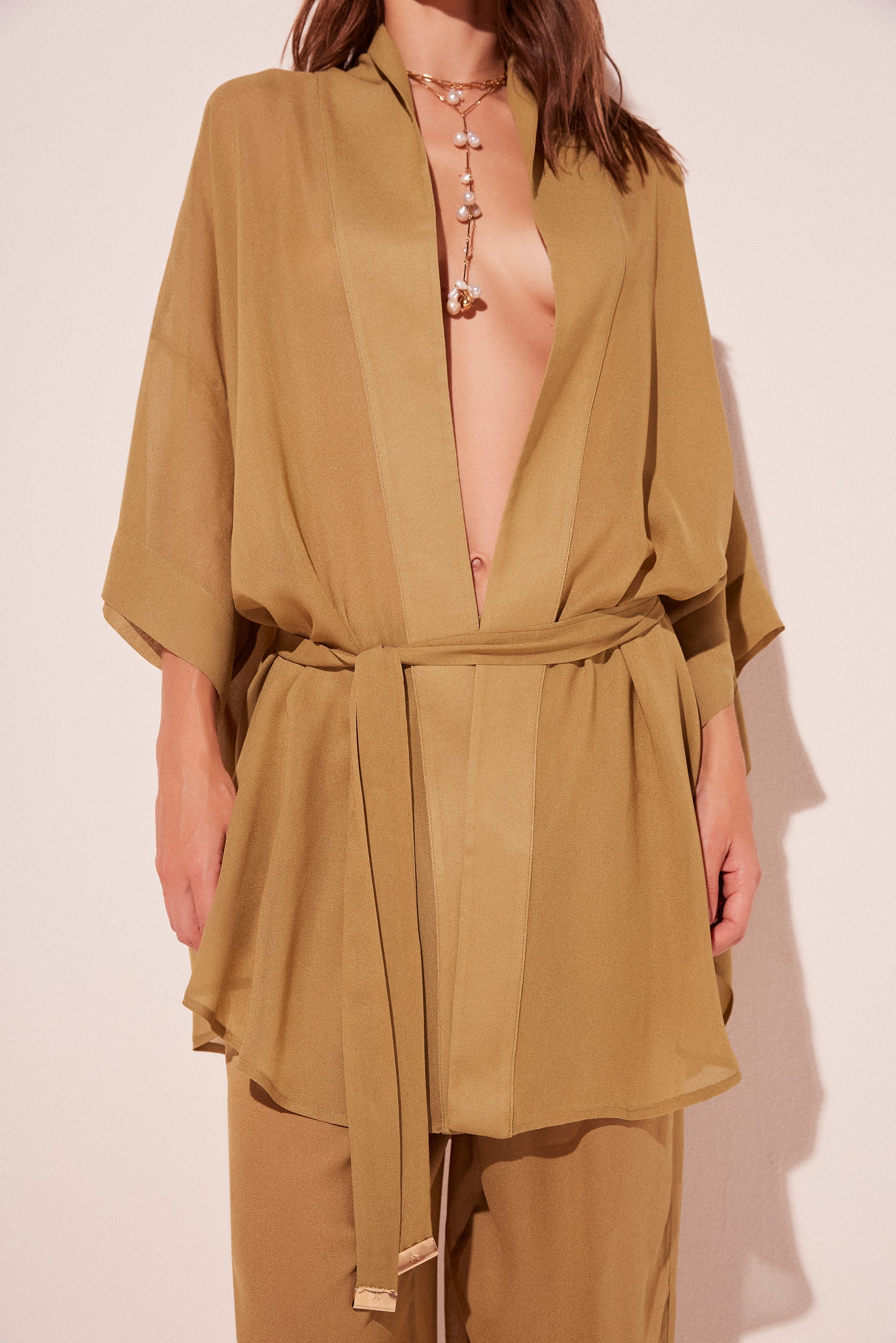 Agua De Coco Green Sea Breeze Short With Band Kimono Cape E4023A2097