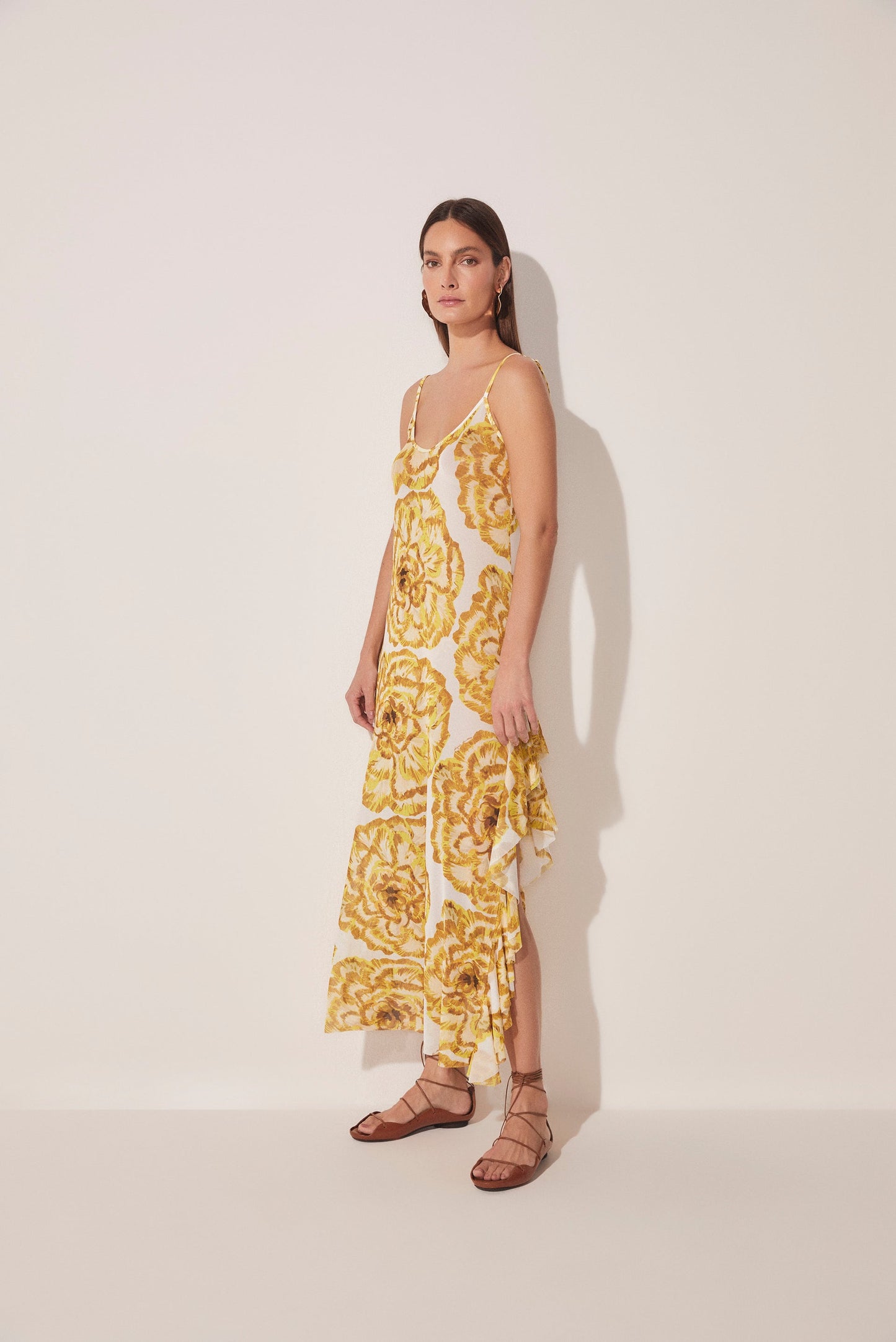 Agua De Coco Carnation Ruffled Strappy Long Dress E4034A1677
