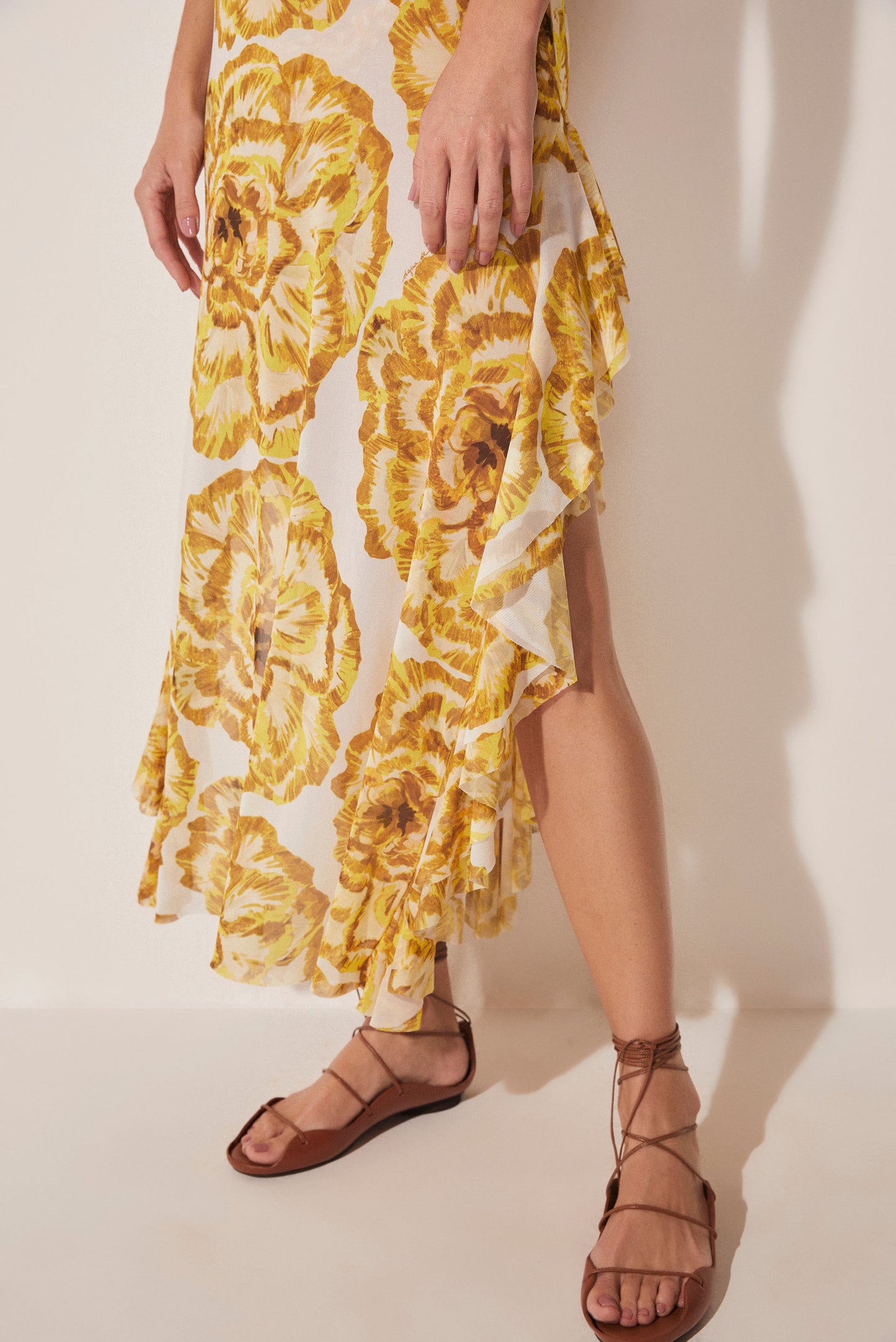 Agua De Coco Carnation Ruffled Strappy Long Dress E4034A1677