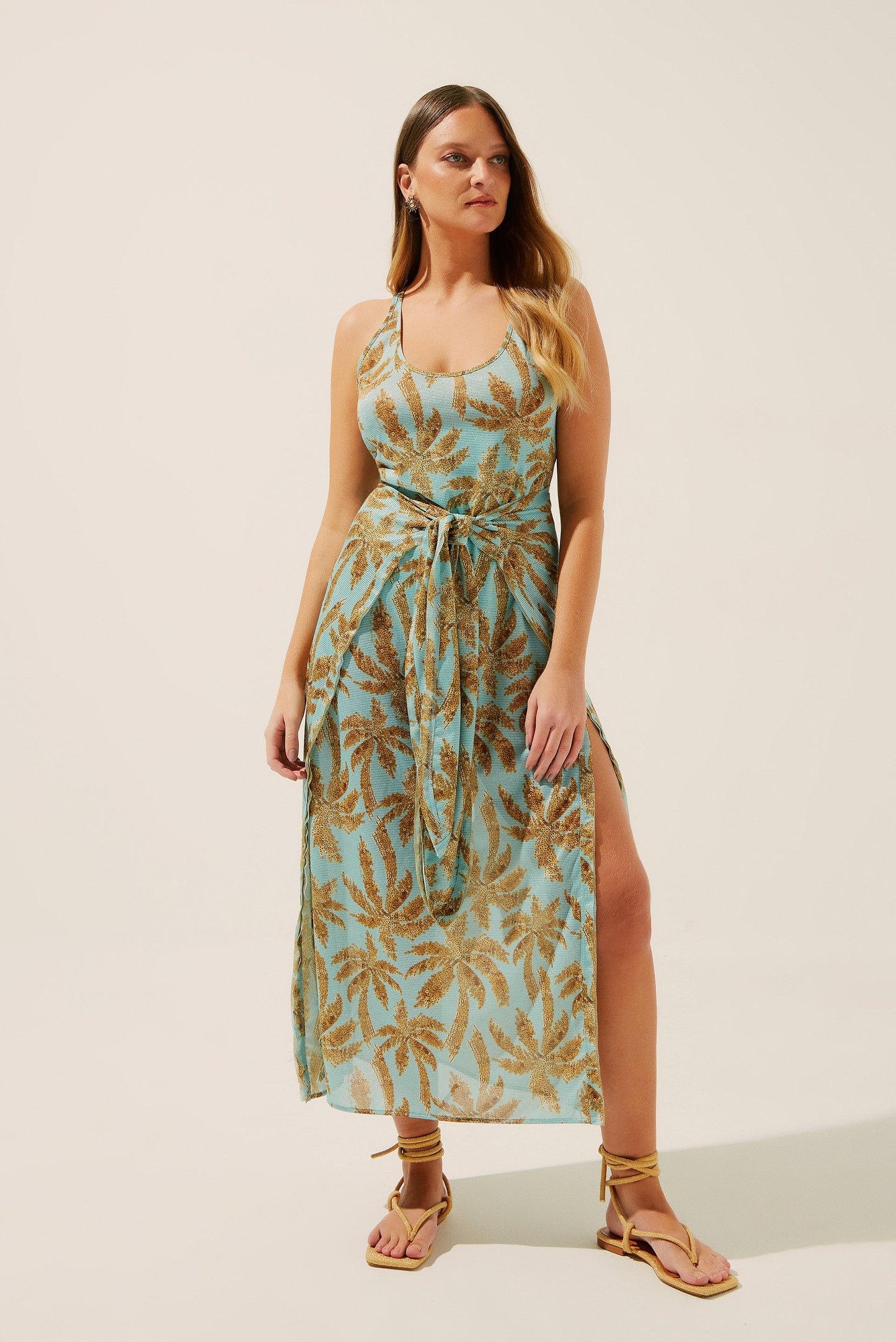 Agua De Coco Coconut Grove Criss Crossed Midi Dress E4185A1404