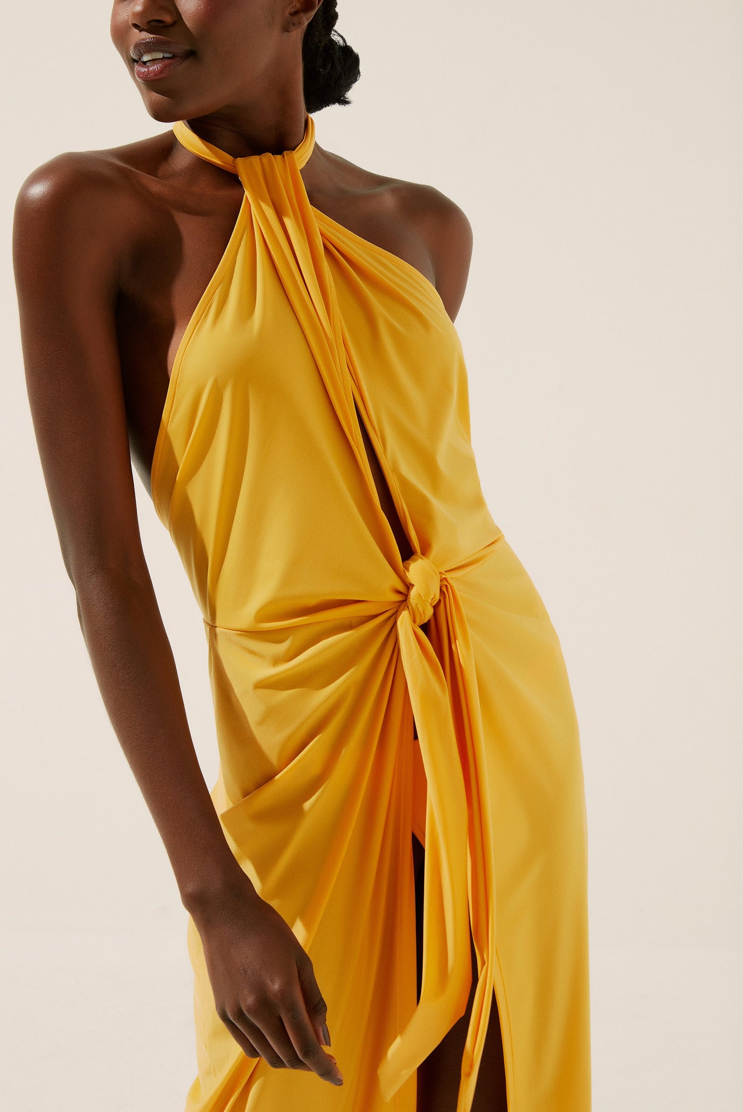 Agua De Coco Sunflower Midi Dress With Ties E4186A1345