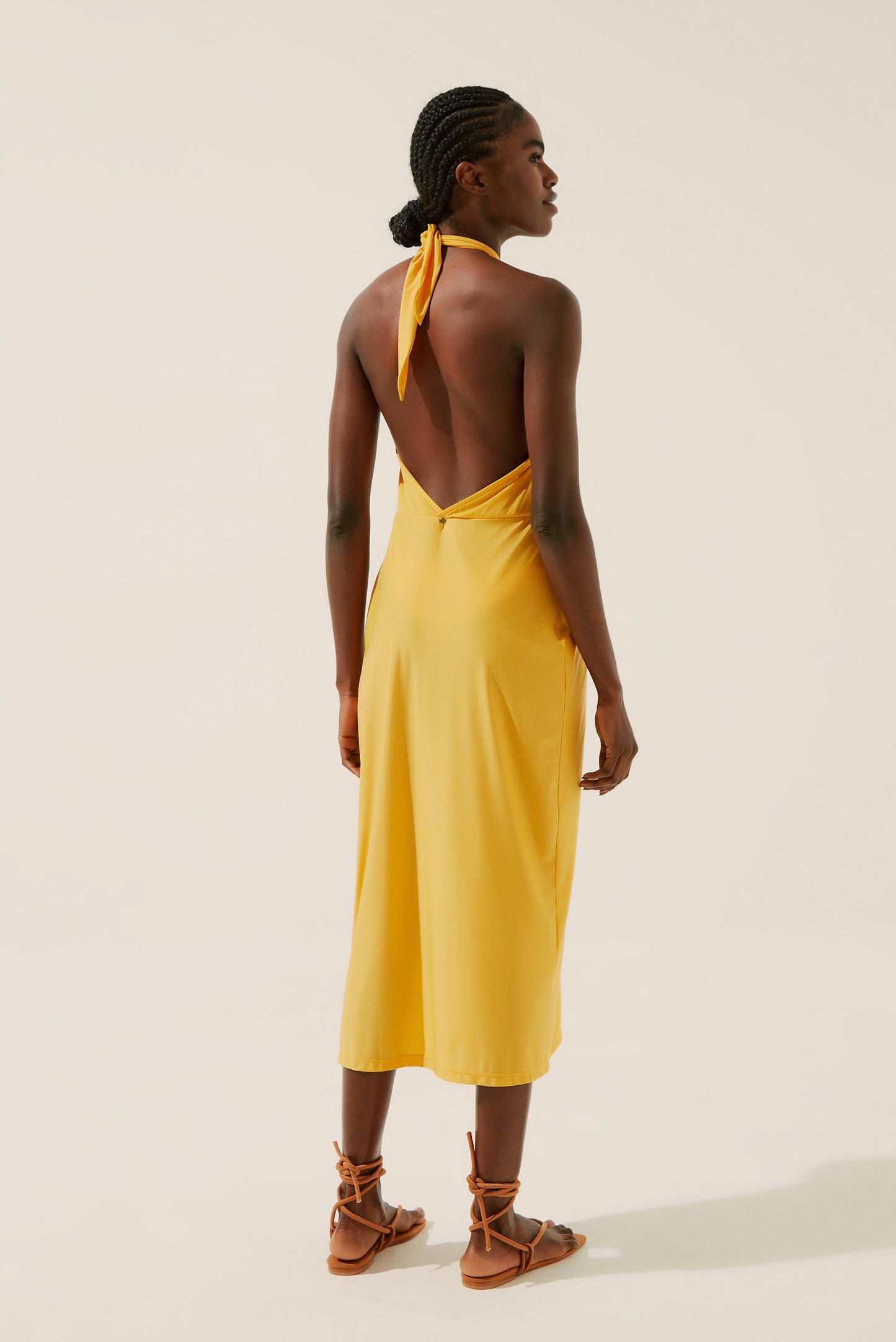 Agua De Coco Sunflower Midi Dress With Ties E4186A1345