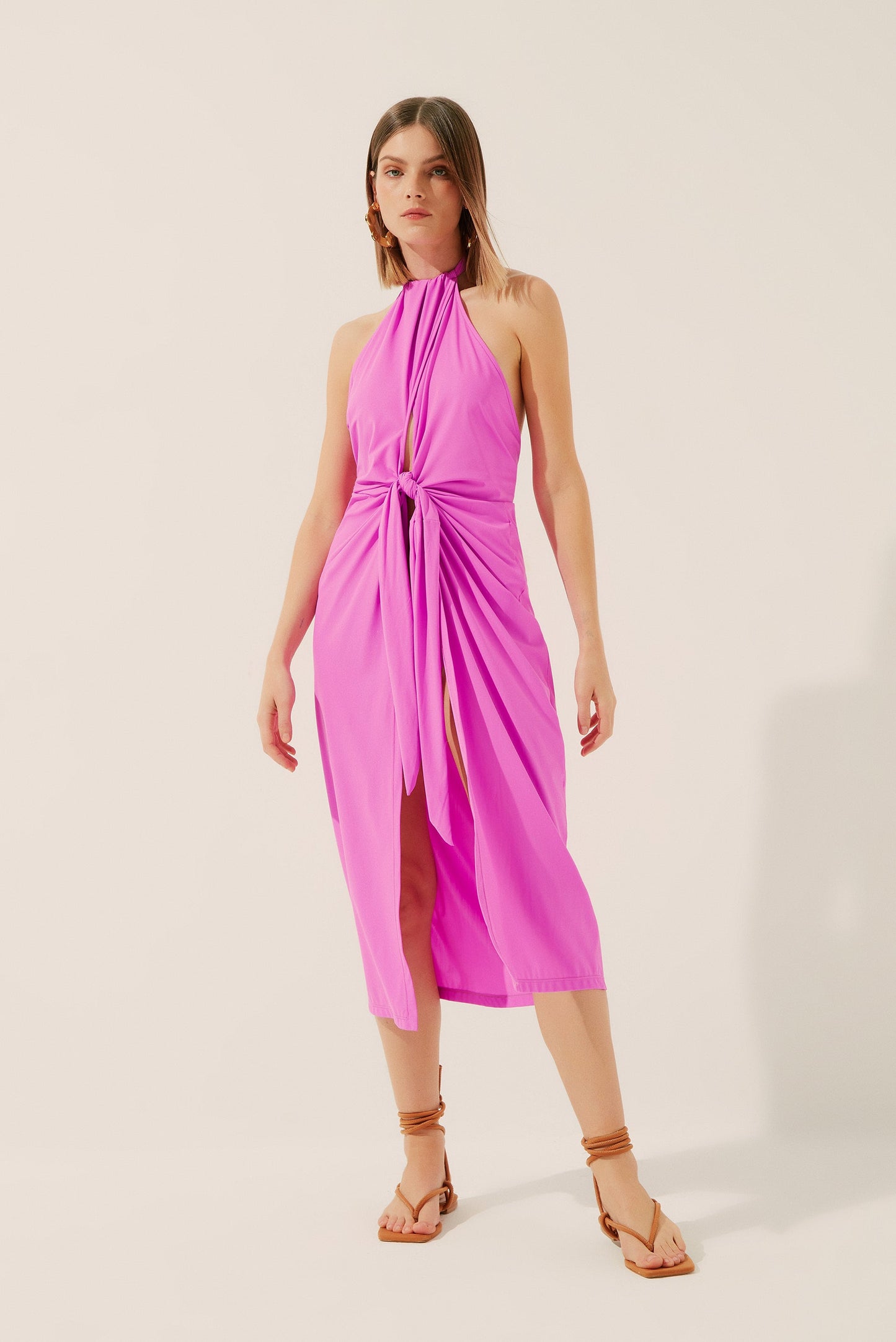 Agua De Coco Sunrise Midi Dress With Ties E4186A1412