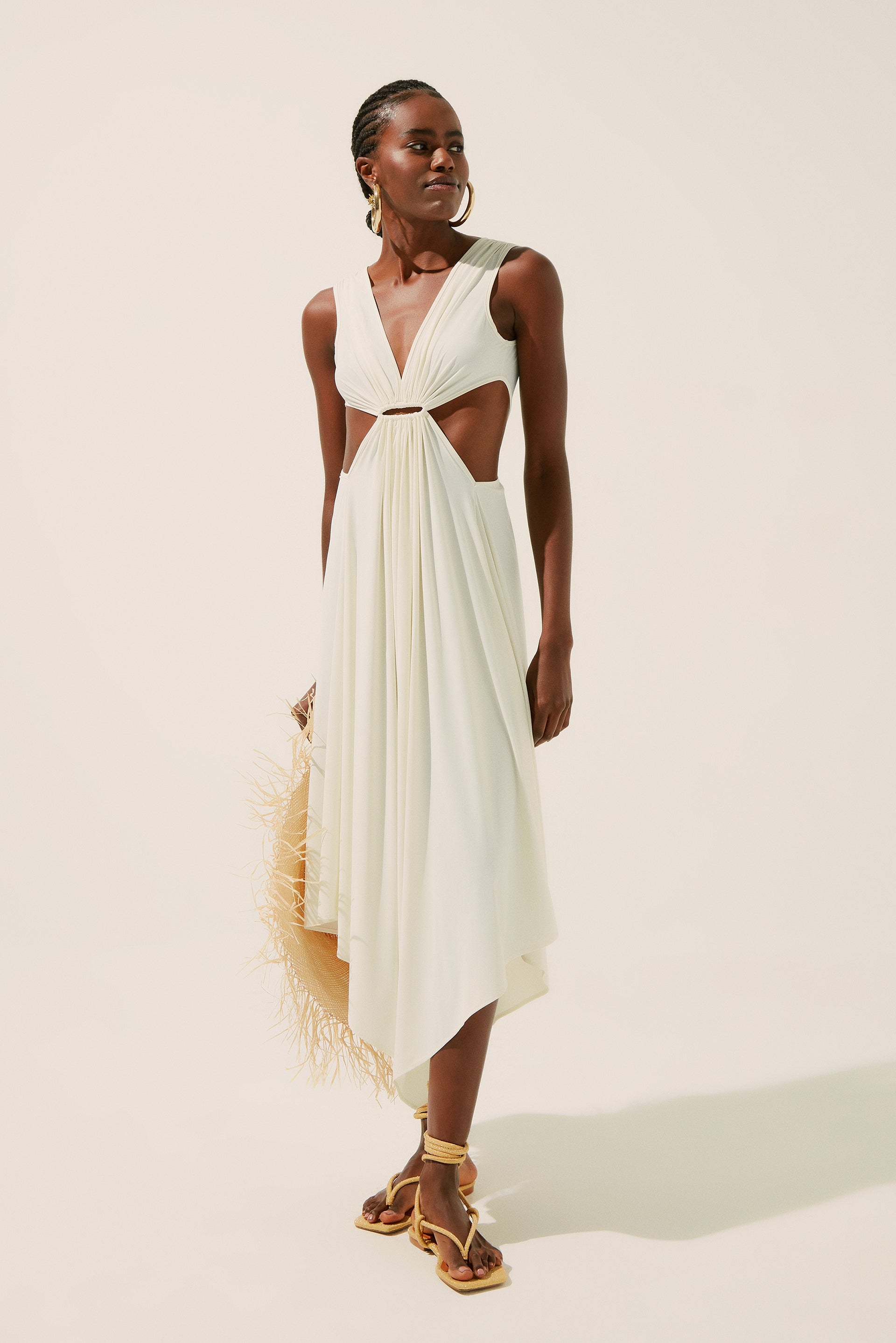 Agua De Coco Coconut V Neckline Long Dress With Loop E4215A1342