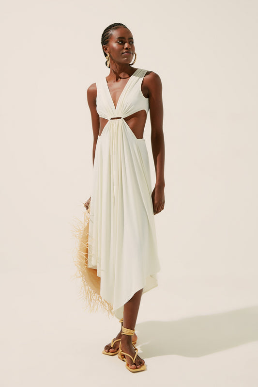 Agua De Coco Coconut V Neckline Long Dress With Loop E4215A1342