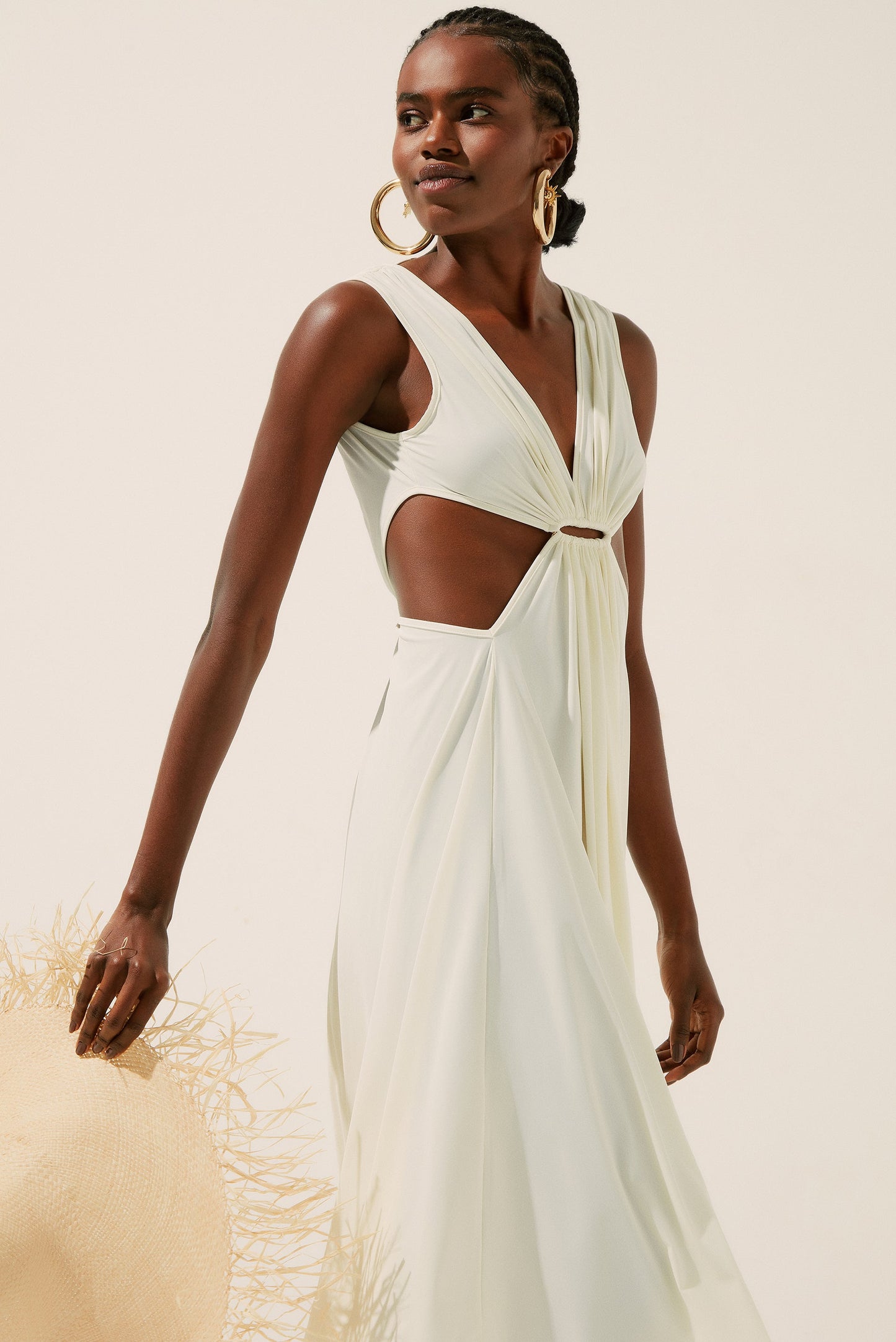 Agua De Coco Coconut V Neckline Long Dress With Loop E4215A1342