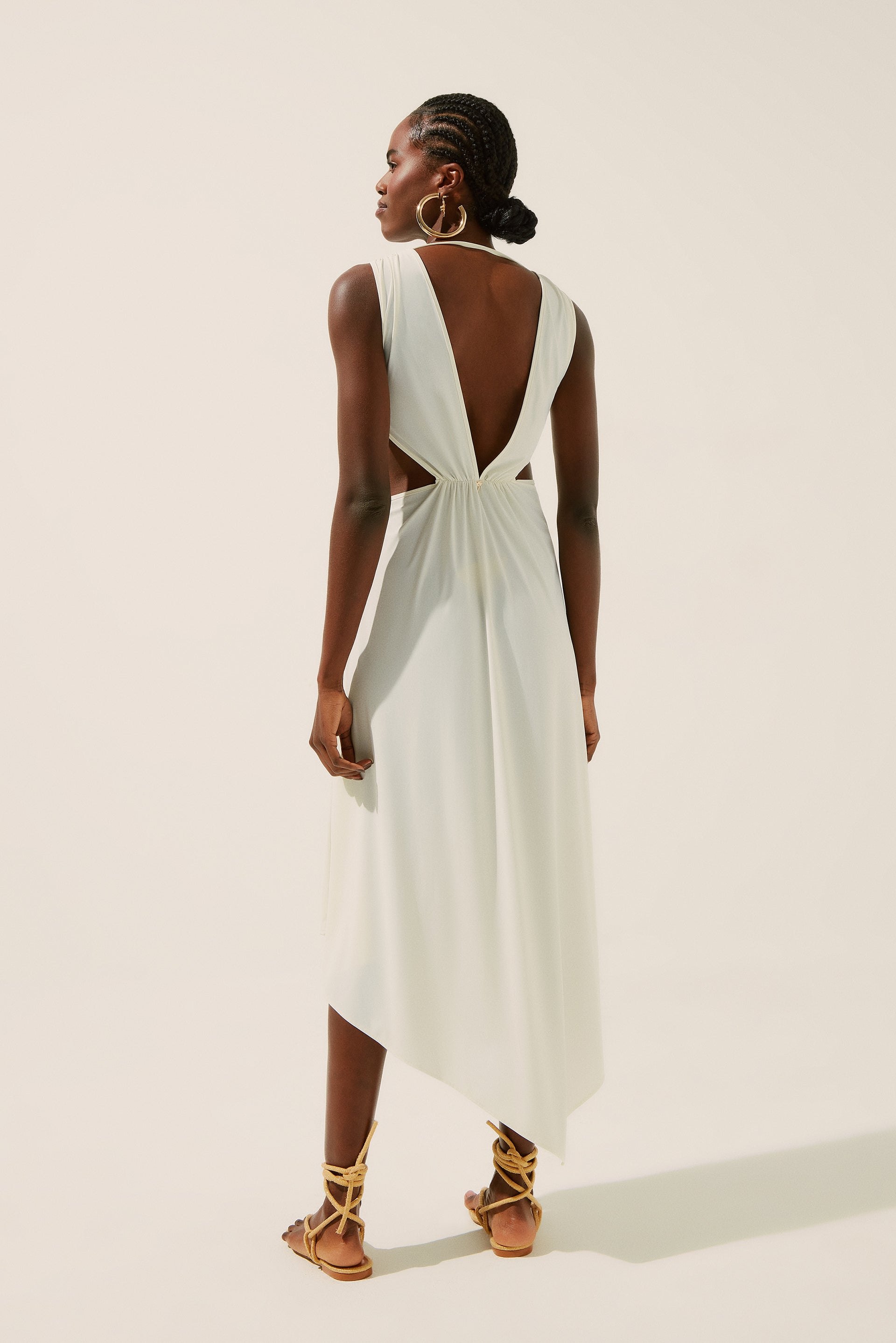 Agua De Coco Coconut V Neckline Long Dress With Loop E4215A1342