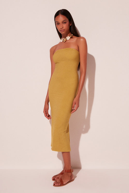 Agua De Coco Pollen Strapless Side Slit Midi Dress E4261A1996