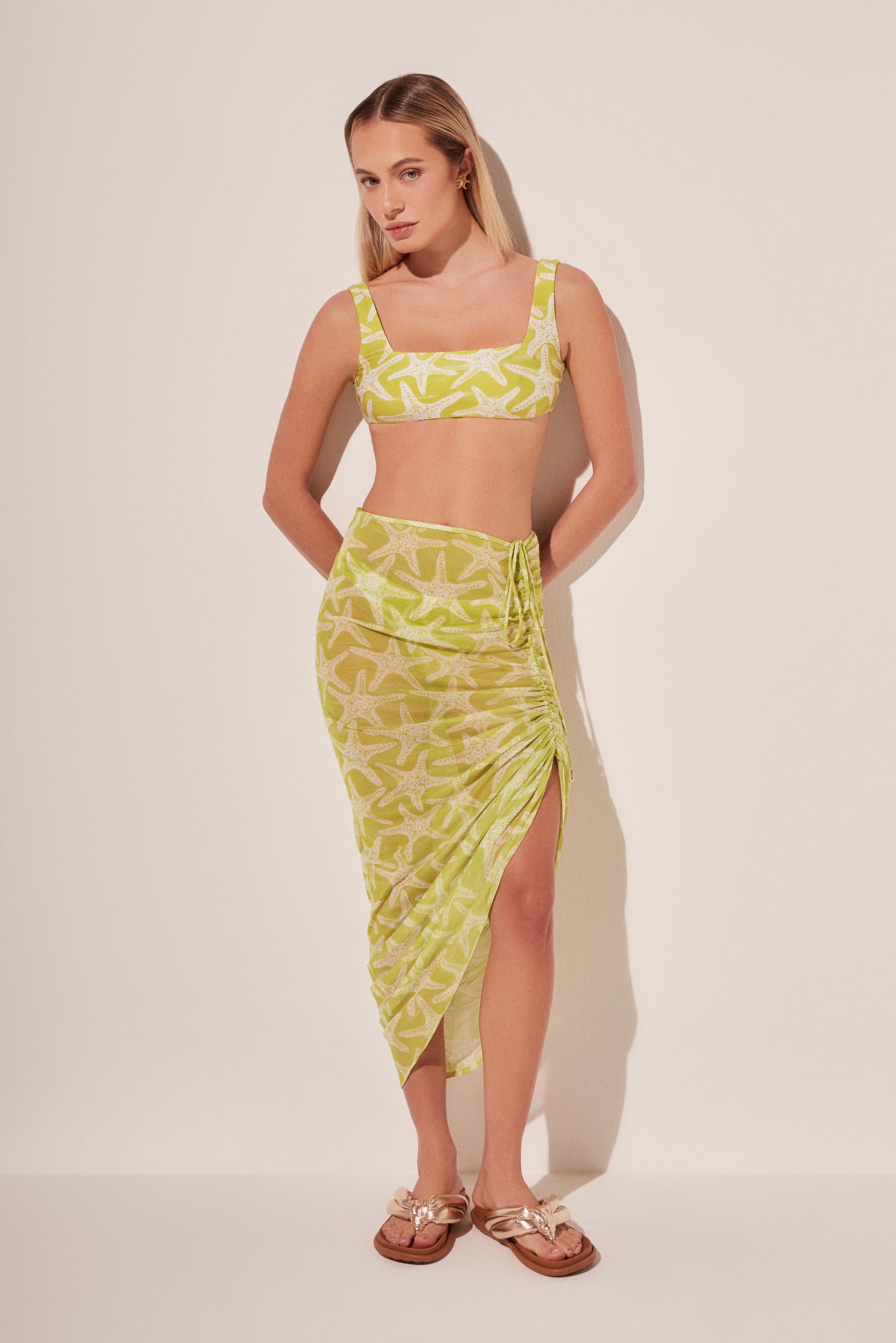 Agua De Coco Sea Star Draped Midi Skirt E4267A1781