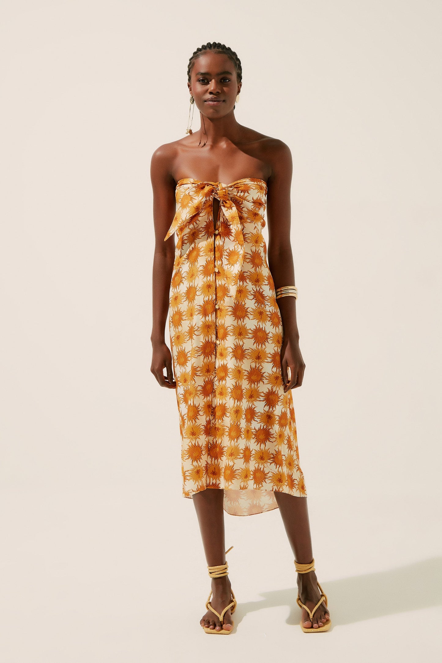 Agua De Coco Solar Midi Dress With Ties E4271A1348