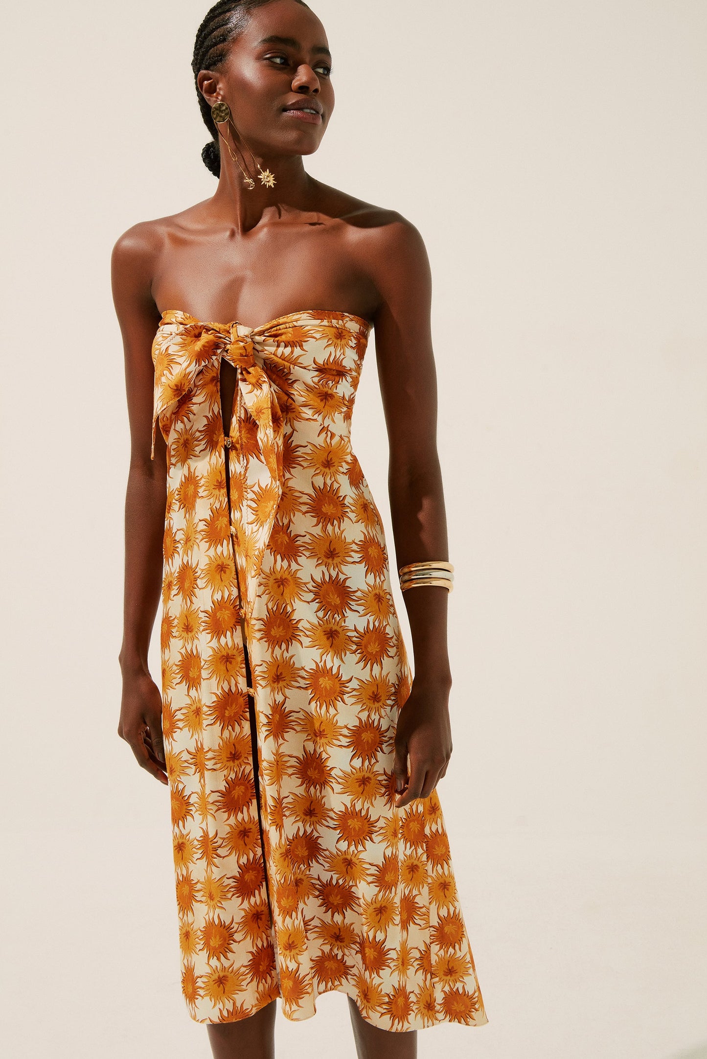 Agua De Coco Solar Midi Dress With Ties E4271A1348