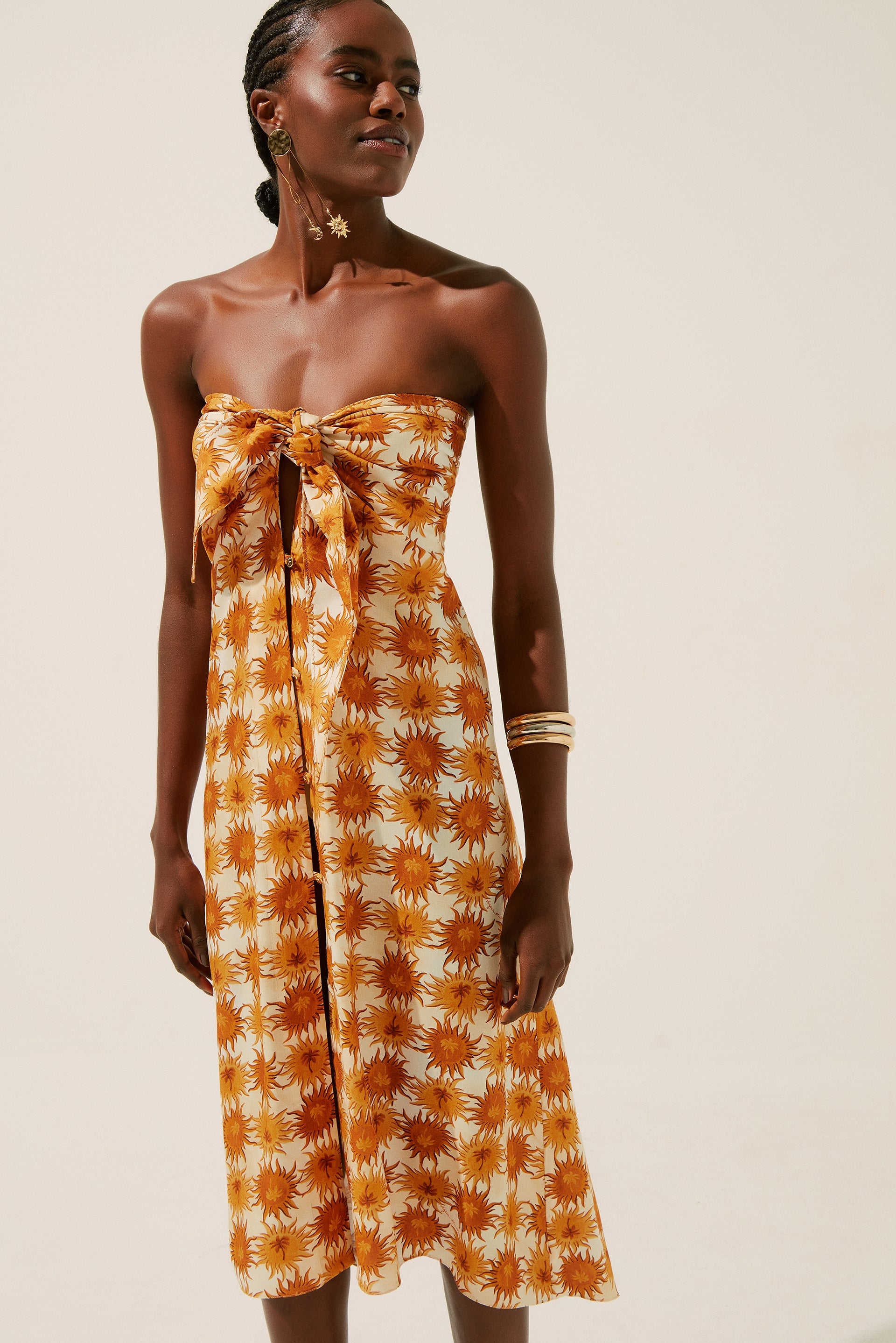 Agua De Coco Solar Midi Dress With Ties E4271A1348