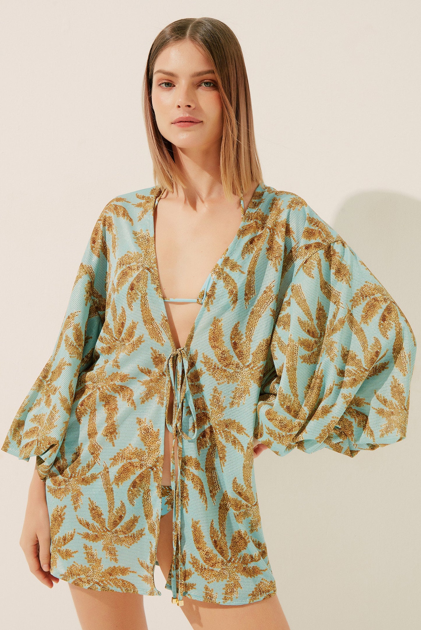 Agua De Coco Coconut Grove Puffed Sleeves Short Cape E4275A1404