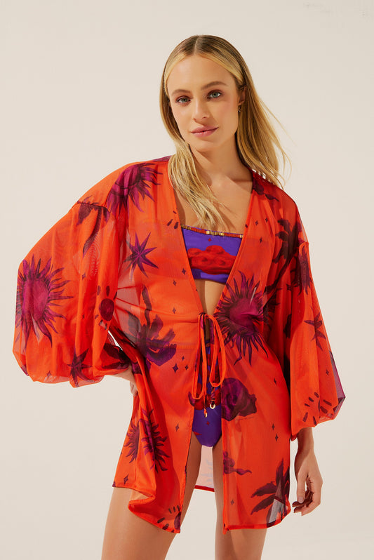 Agua De Coco Stars Puffed Sleeves Short Cape E4275A1410