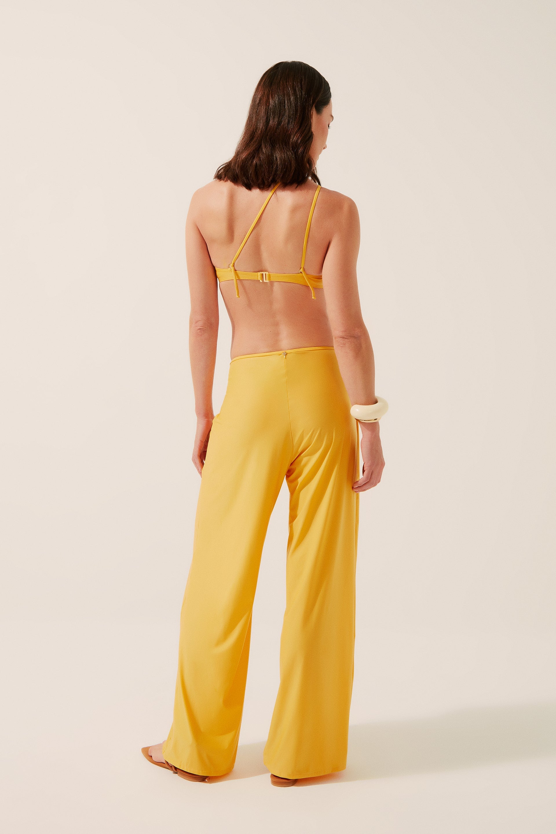 Agua De Coco Sunflower Pareo Pallazo Pants With Embroidered Hoop E4276A1345