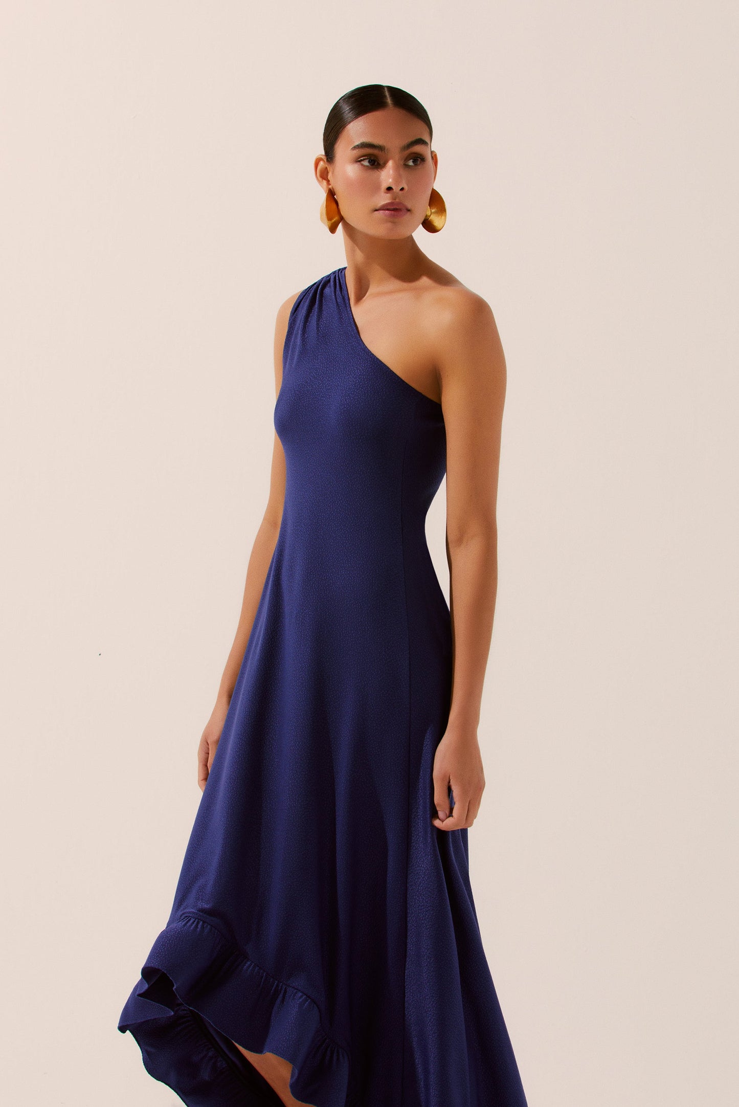 Agua De Coco Sea Waves One-Shoulder Dress With Ruffle E4329A1534