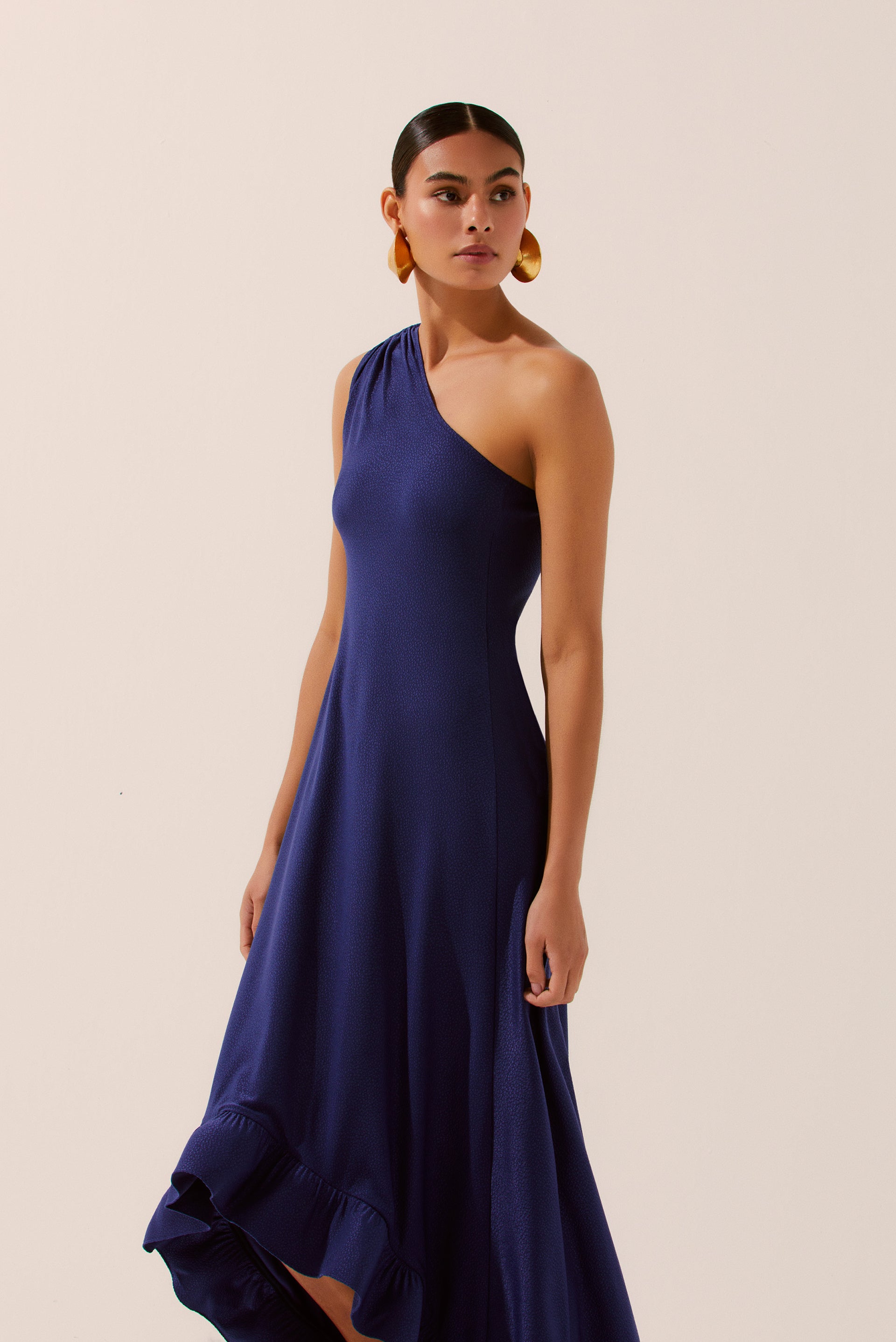 Agua De Coco Sea Waves One-Shoulder Dress With Ruffle E4329A1534