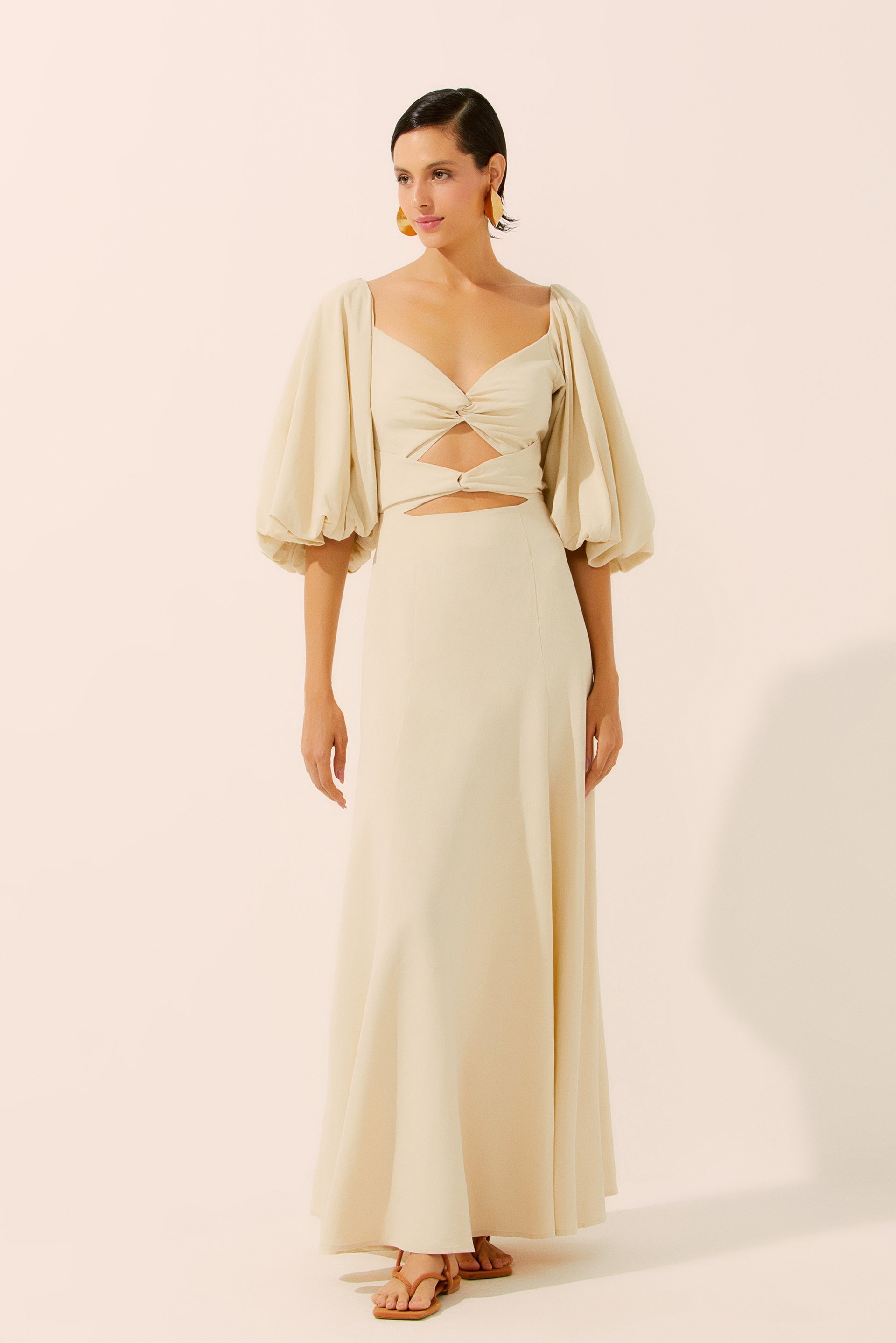 Agua De Coco Petunia Long Dress Puff Sleeves E4334A1538