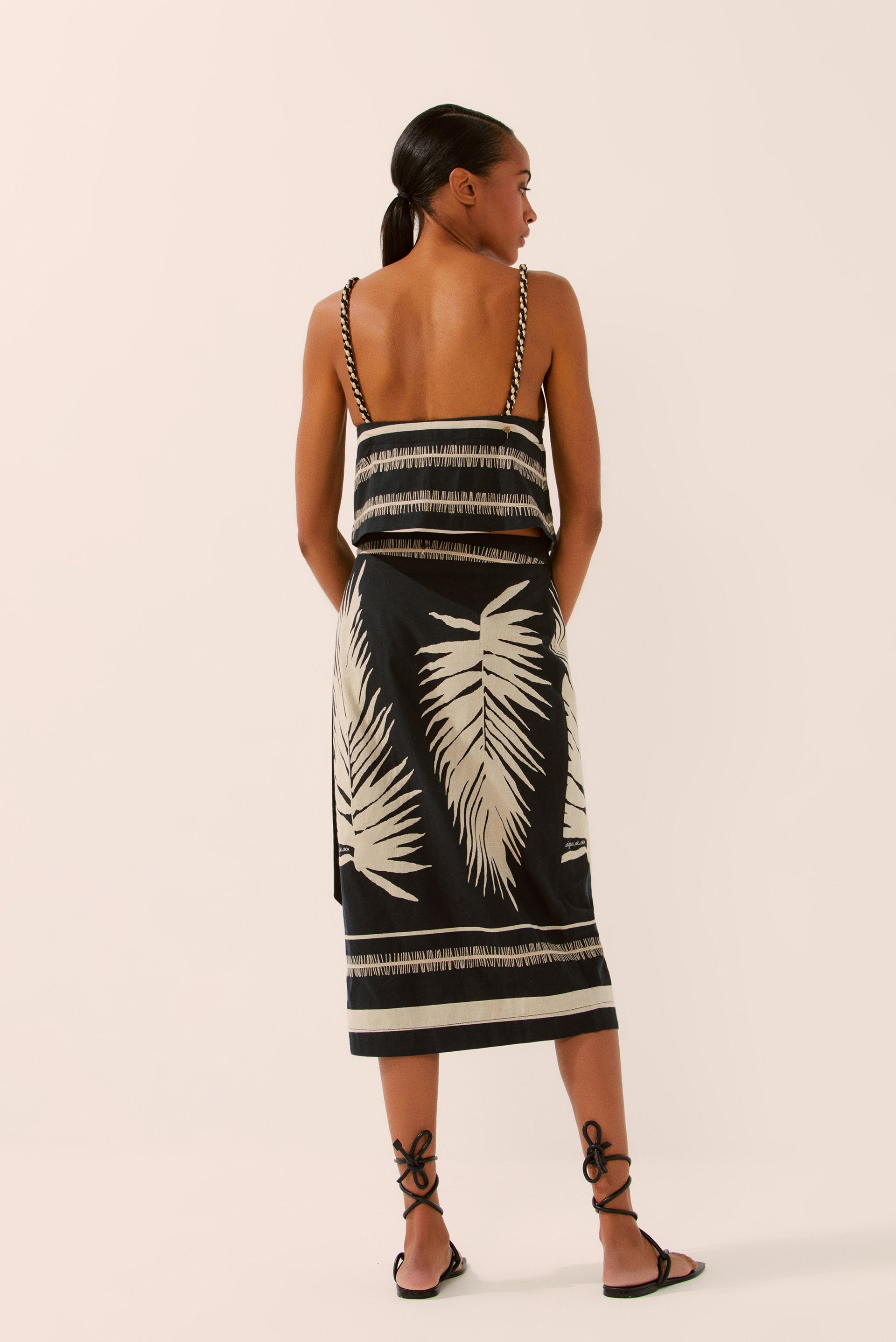 Agua De Coco Botanic Jacquard Midi Skirt E4435A1465