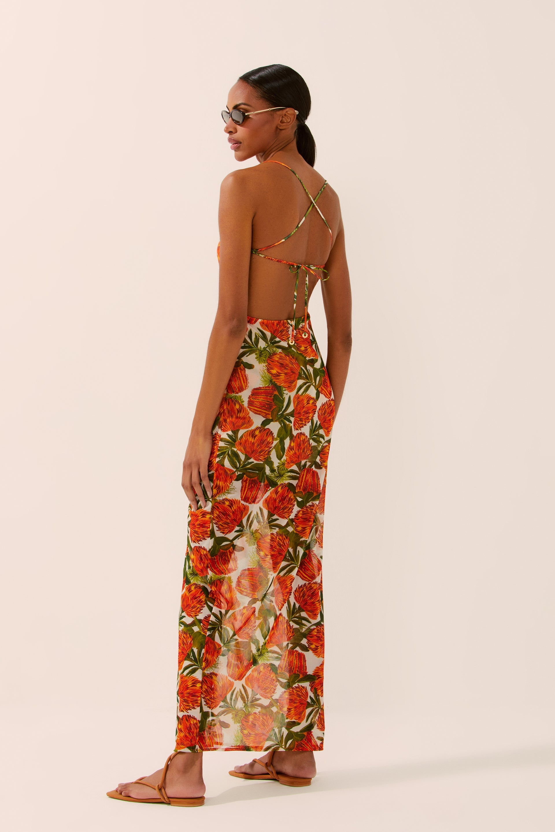 Agua De Coco Flora Ruched Long Dress With Slits E4448A1551