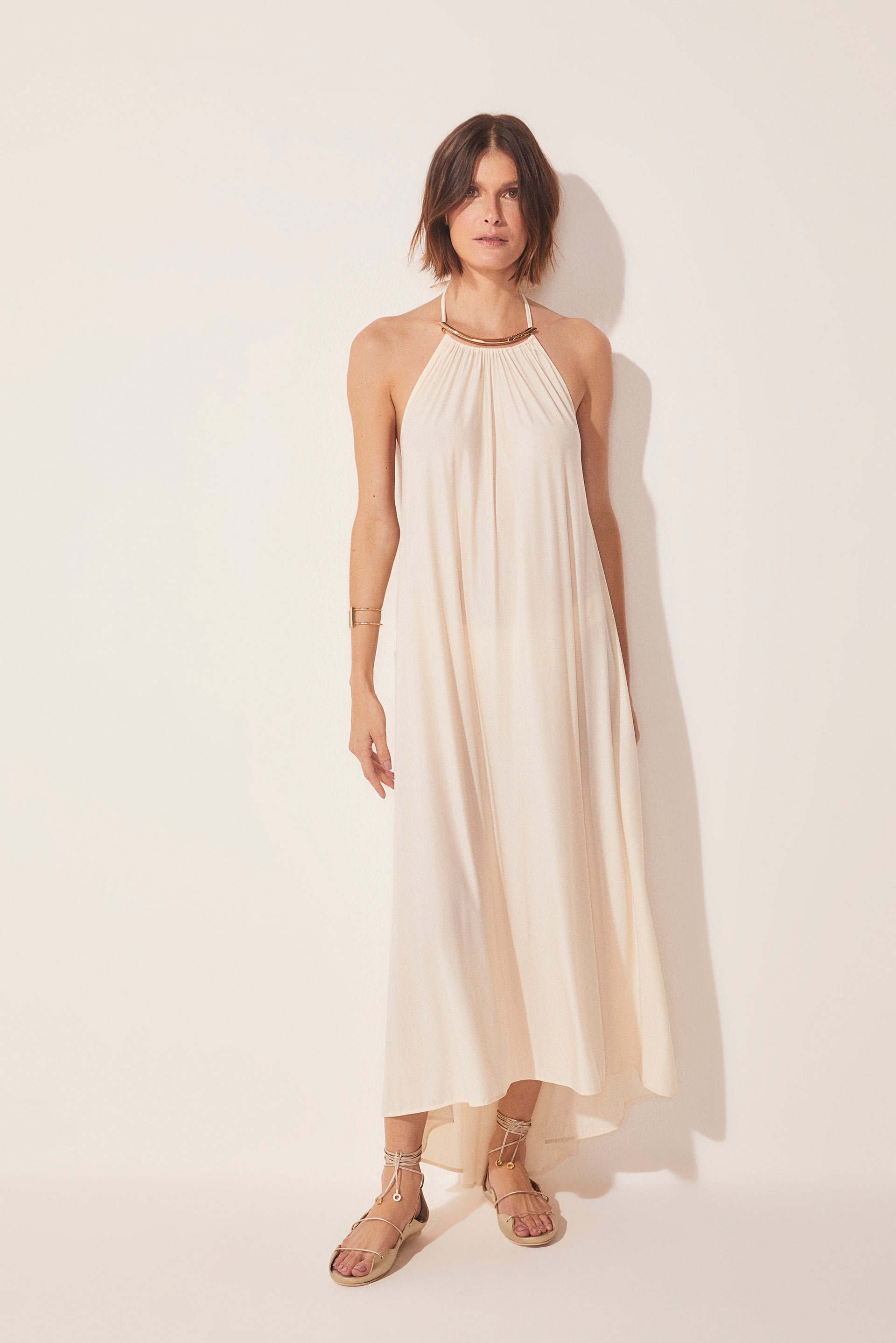 Agua De Coco Playa Halter Top Long Dress E4477A1625