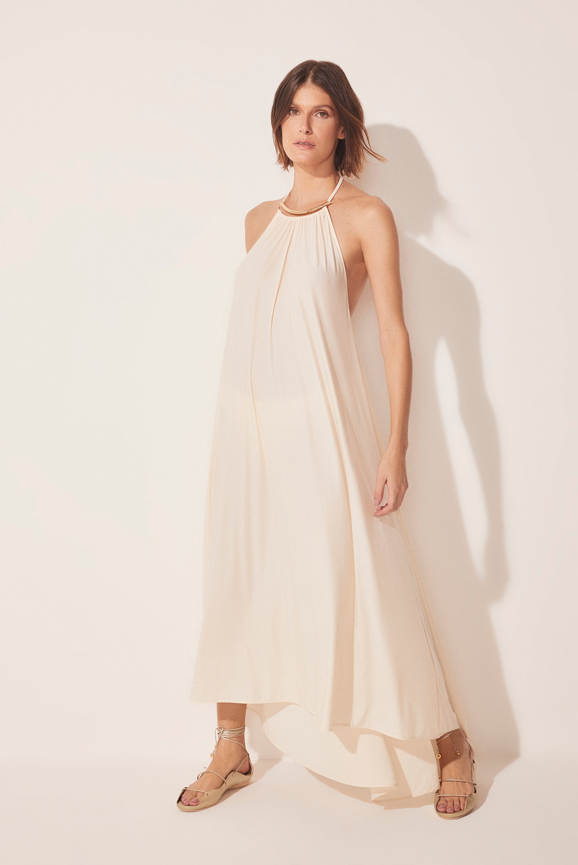 Agua De Coco Playa Halter Top Long Dress E4477A1625
