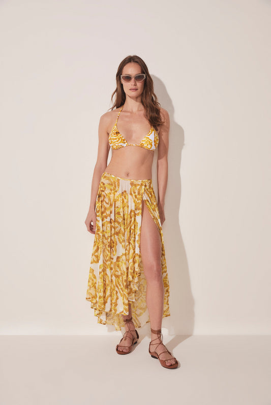 Agua De Coco Carnation Asymmetric Mullet Midi Skirt E4500A1677