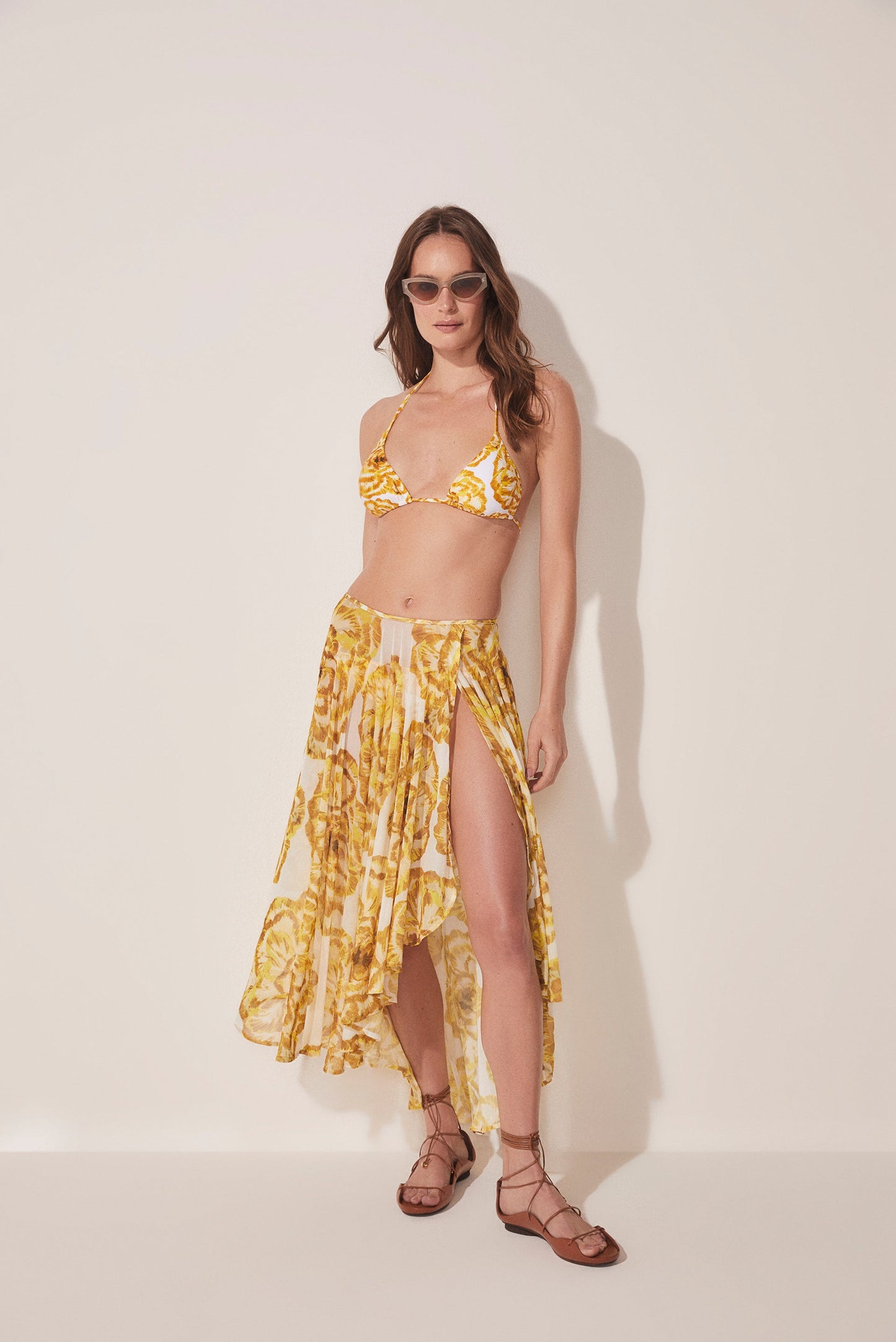 Agua De Coco Carnation Asymmetric Mullet Midi Skirt E4500A1677