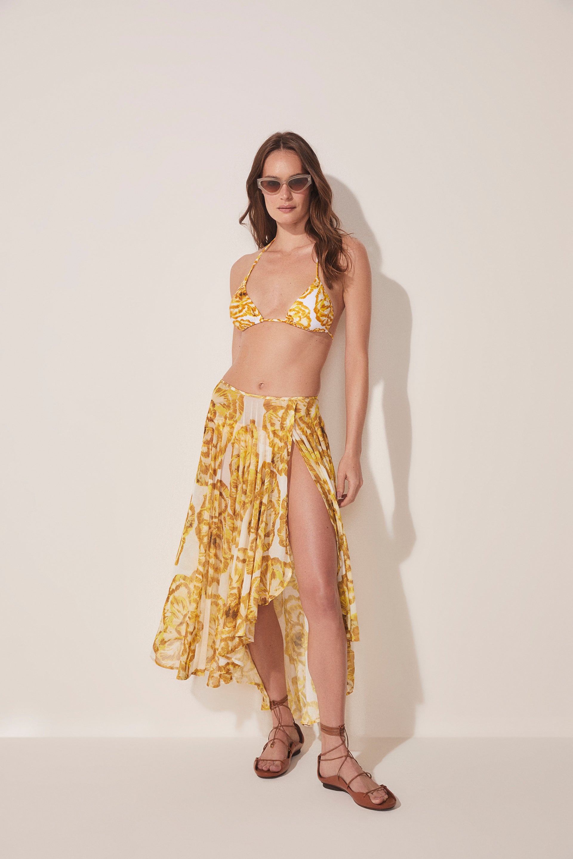 Agua De Coco Carnation Asymmetric Mullet Midi Skirt E4500A1677