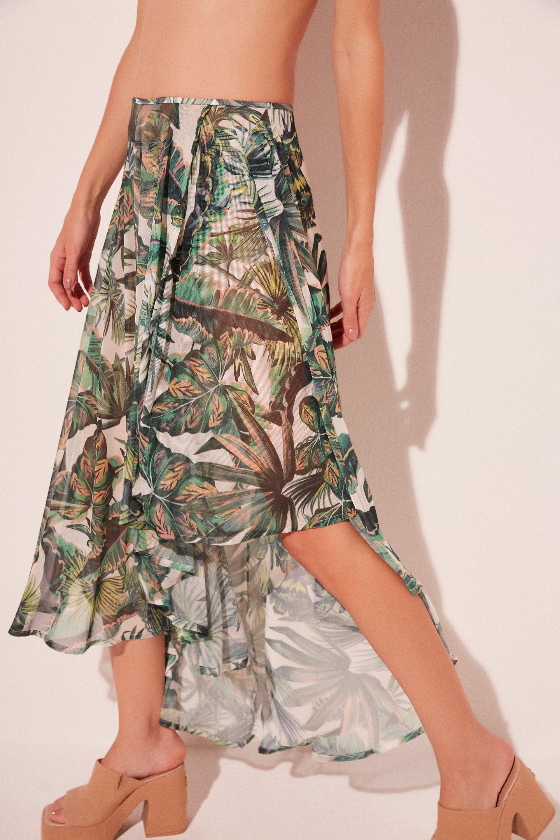 Agua De Coco Foliage Asymmetric Mullet Midi Dress E4500A2012