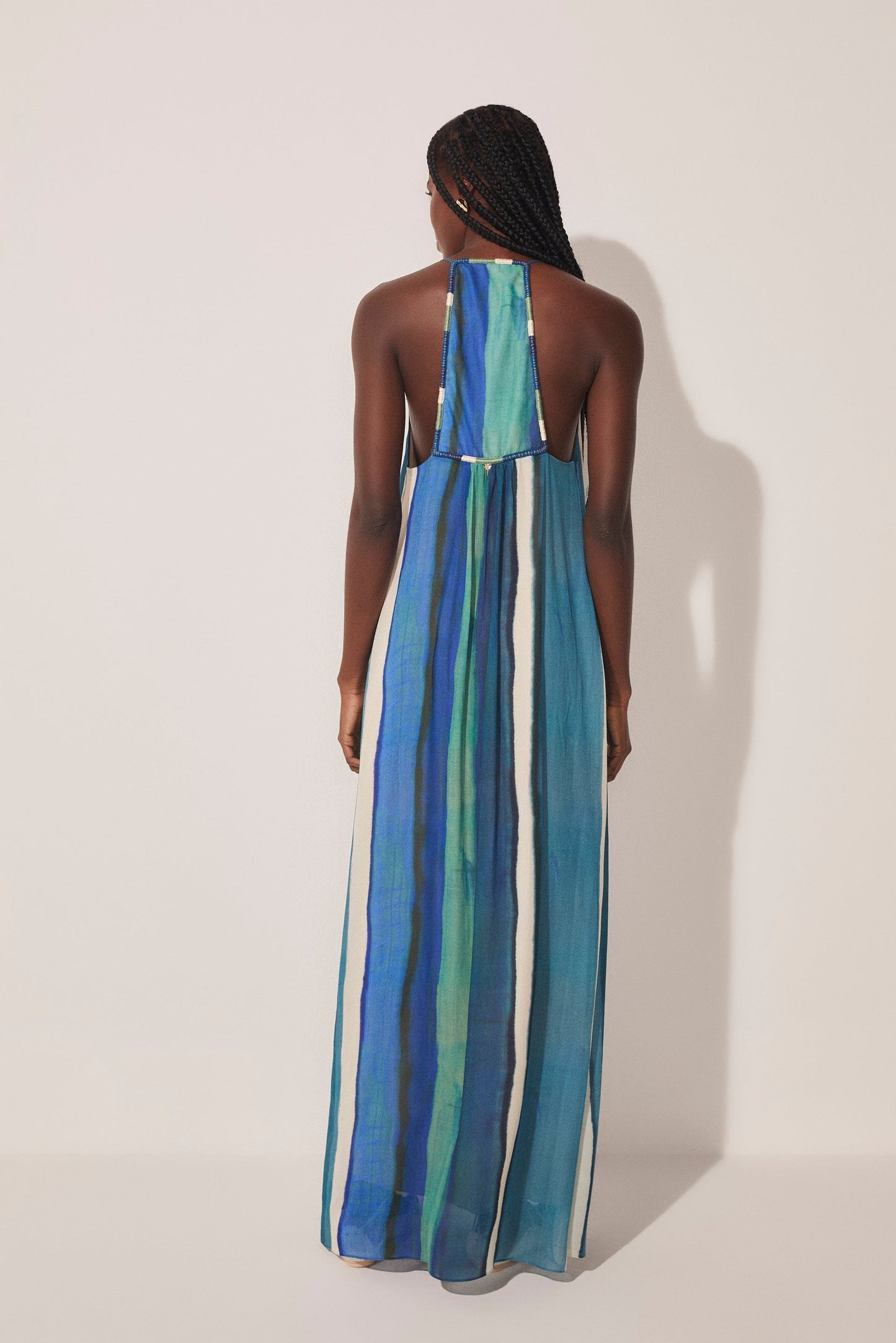 Agua De Coco Striped Water Mirror Detailed Long Dress E4564A1643
