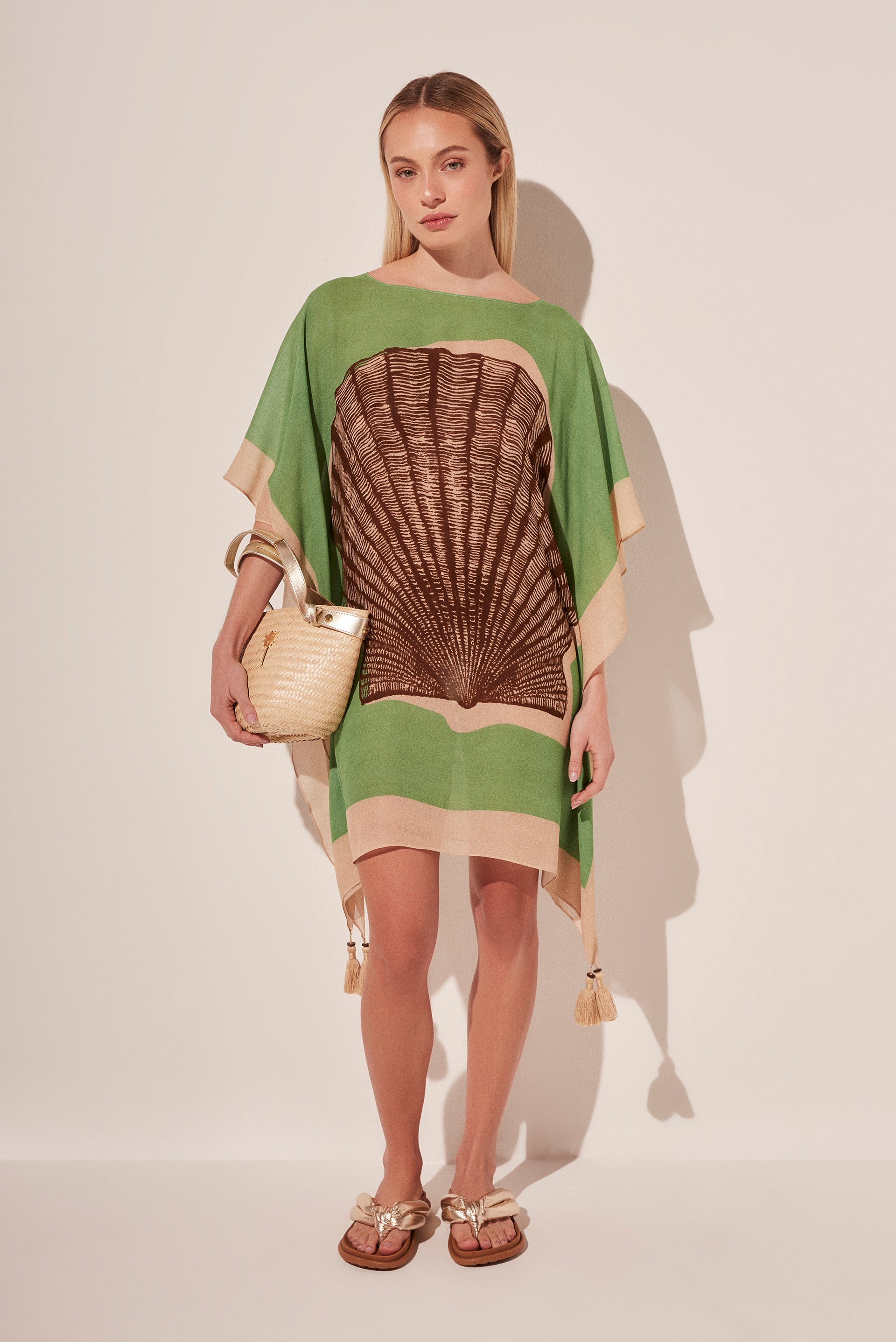 Agua De Coco Localized Shells Oversized Short Tunic E4601A1828