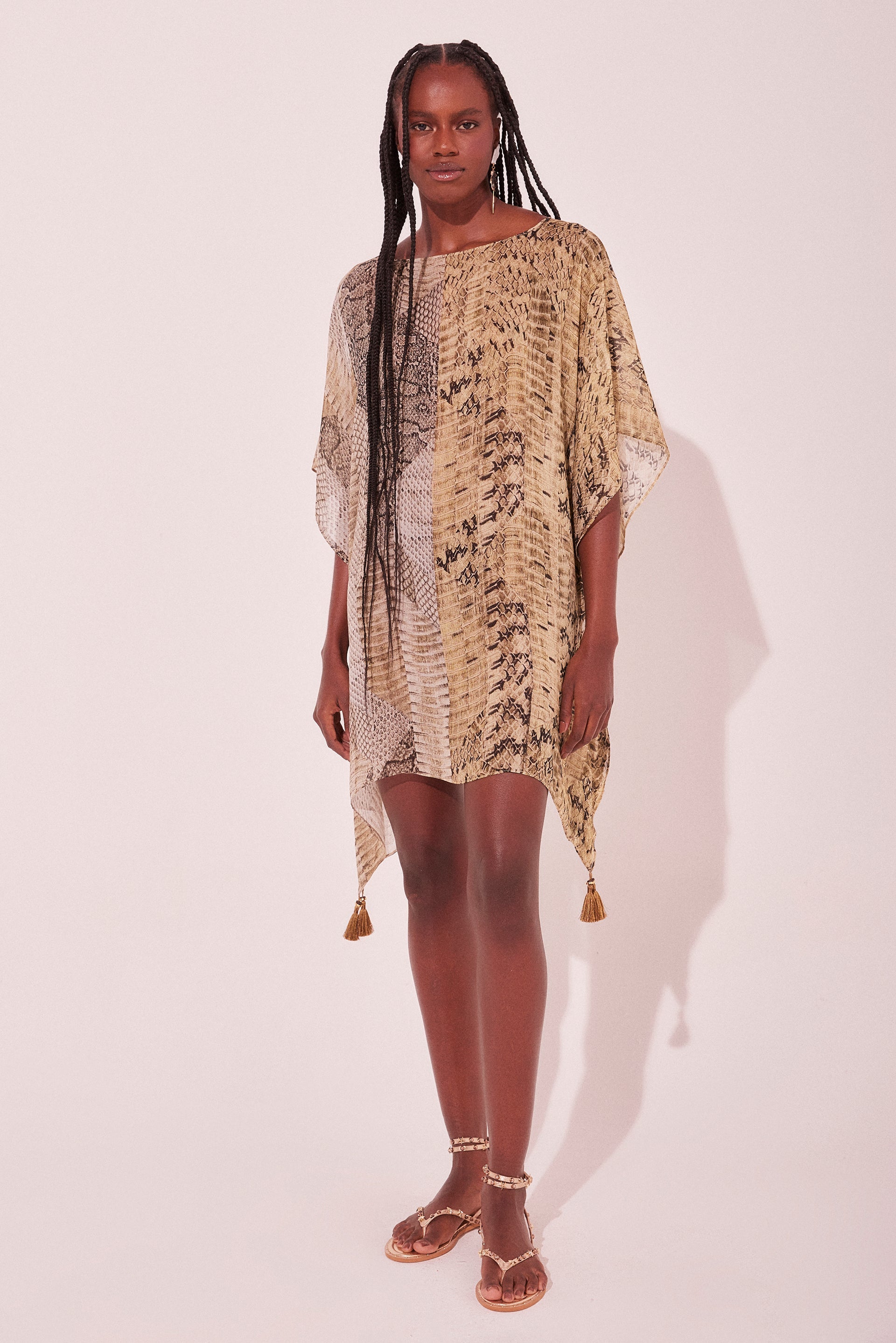 Agua De Coco Snake Oversized Short Tunic E4601A2167