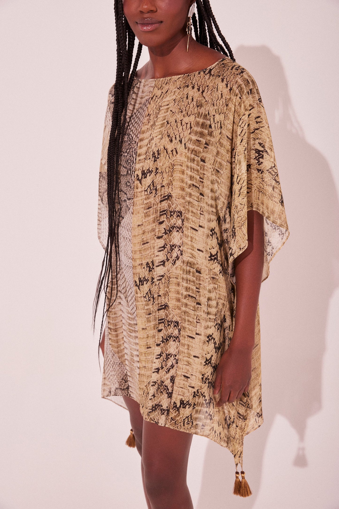 Agua De Coco Snake Oversized Short Tunic E4601A2167
