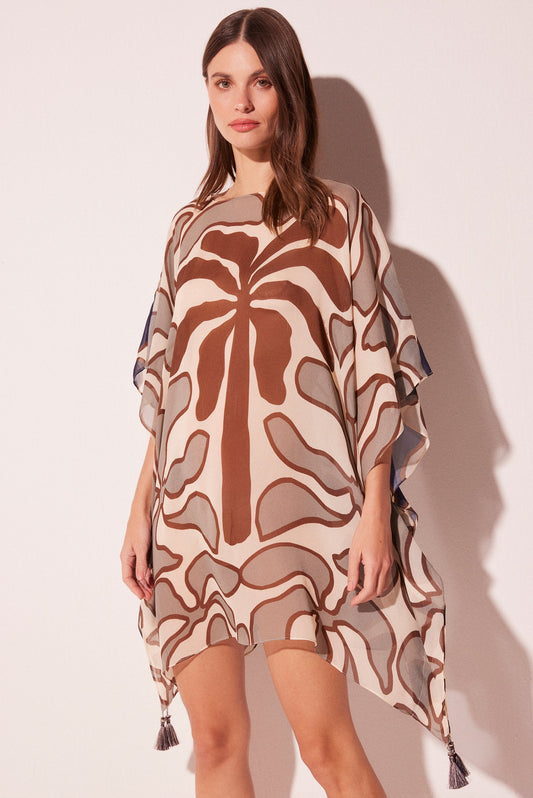 Agua De Coco Brushed Palm Tree Oversized Short Tunic E4601A2291