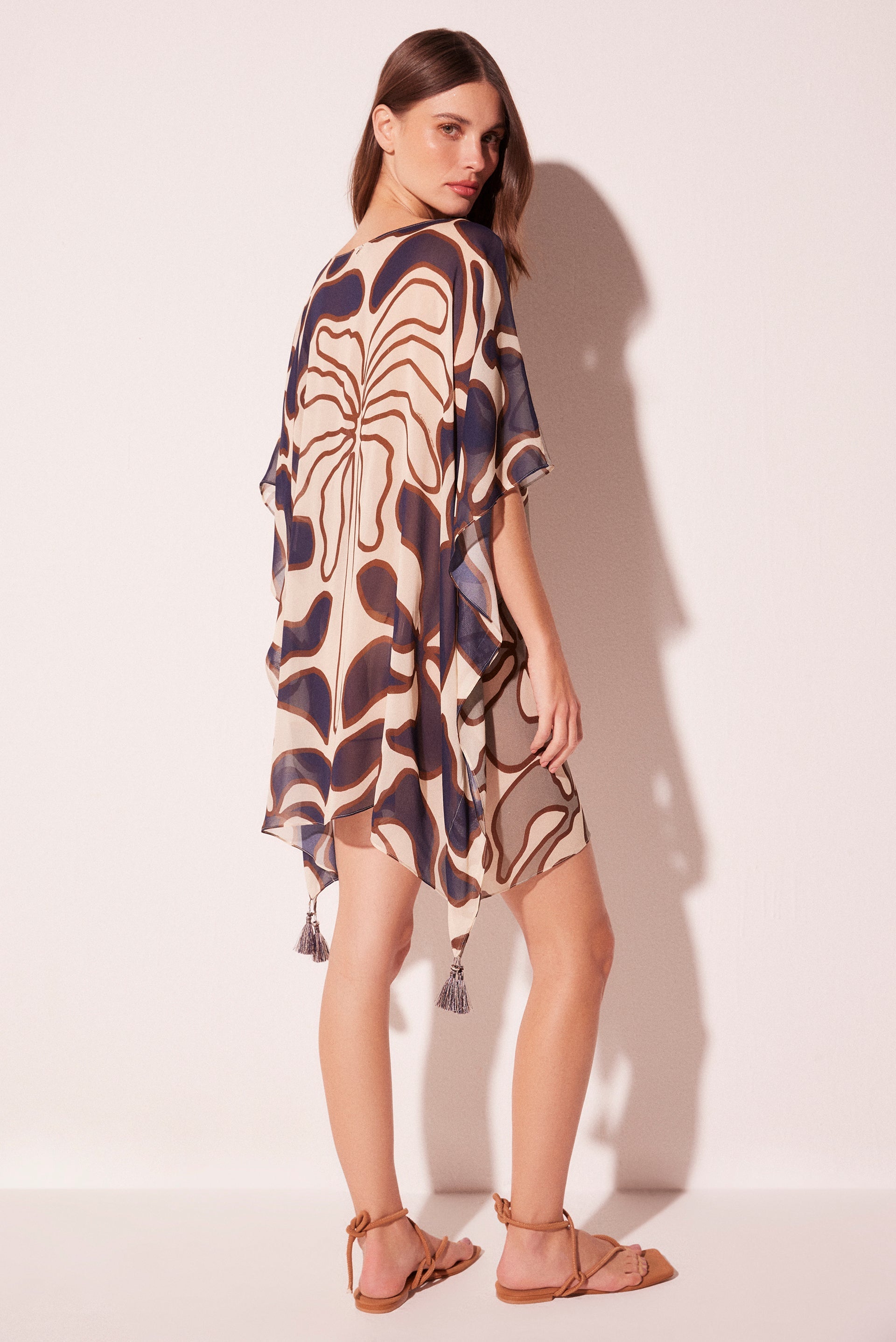 Agua De Coco Brushed Palm Tree Oversized Short Tunic E4601A2291