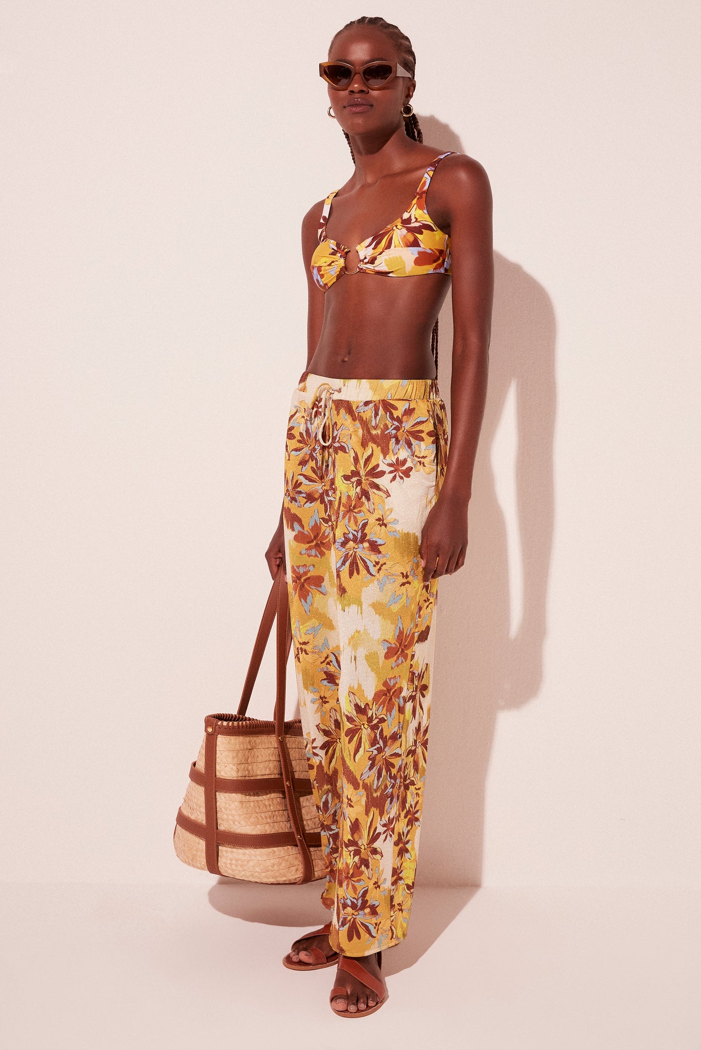Agua De Coco Neon Floral Palazzo Pants E4625A2033