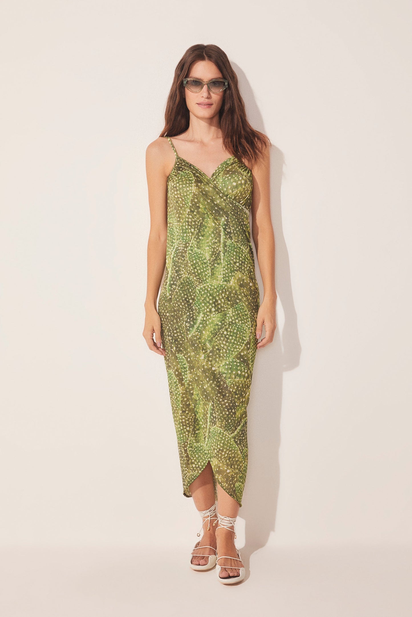 Agua De Coco Cactus Criss Crossed Midi Dress E4627A1626