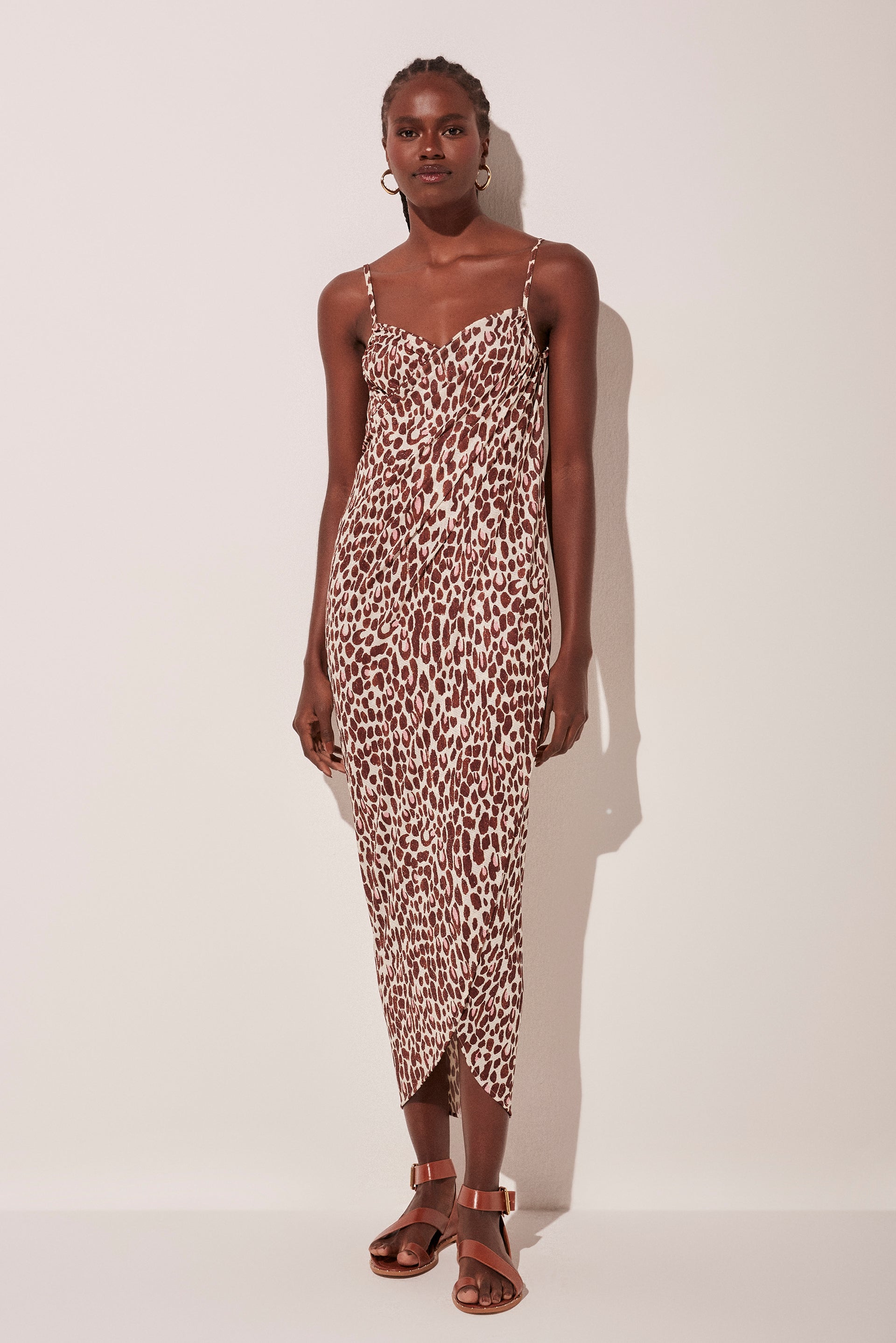 Agua De Coco Spoted Jaguar Criss Crossed Midi Dress E4627A1767