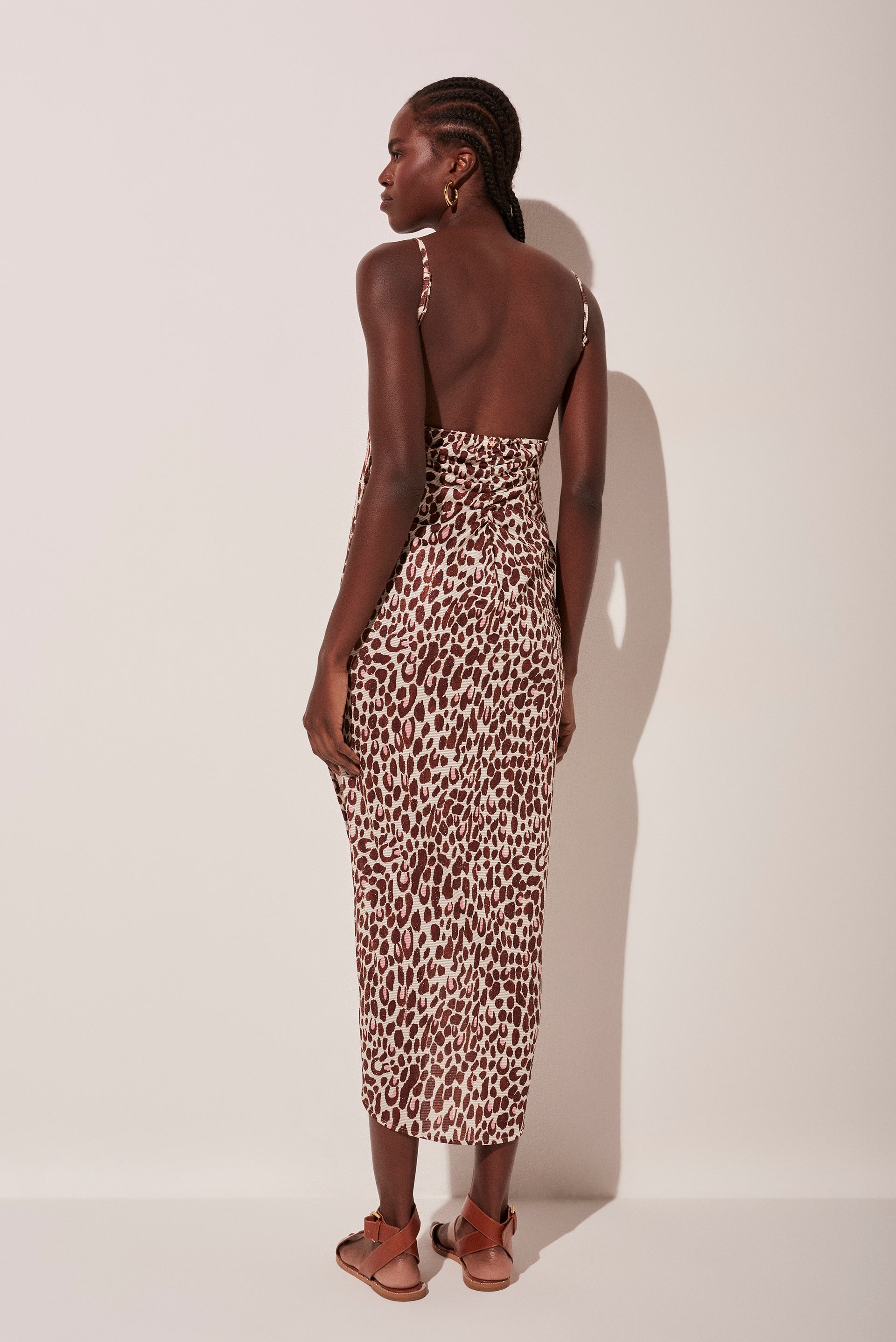 Agua De Coco Spoted Jaguar Criss Crossed Midi Dress E4627A1767