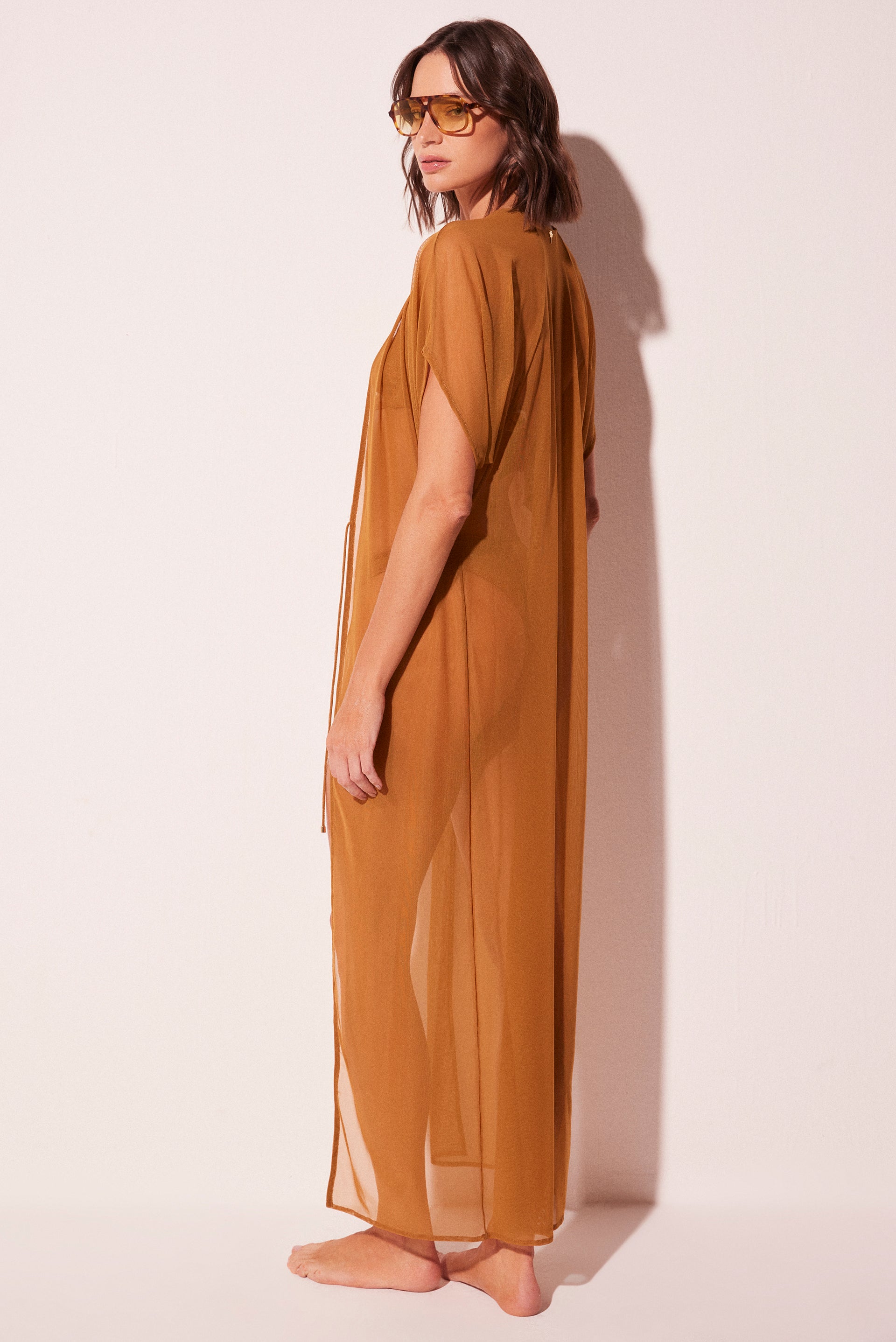 Agua De Coco Orange Curves Oversized Long Sleeve Cape E4643A2363