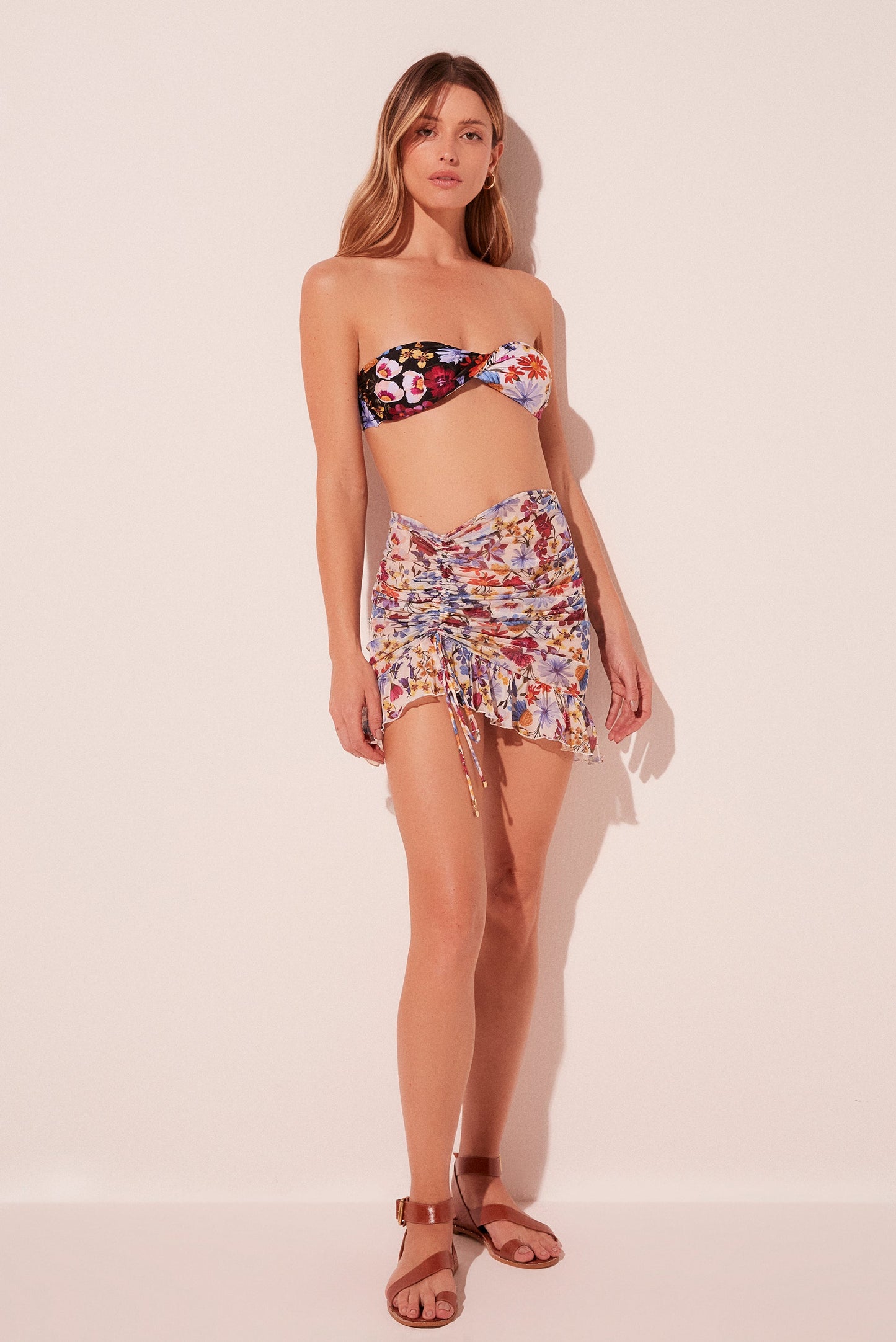 Agua De Coco Floral Garden Ruched With Ties Short Skirt E4652A2009