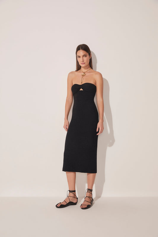 Agua De Coco El Mar Twisted Bust Strapless Midi Dress E4655A1654