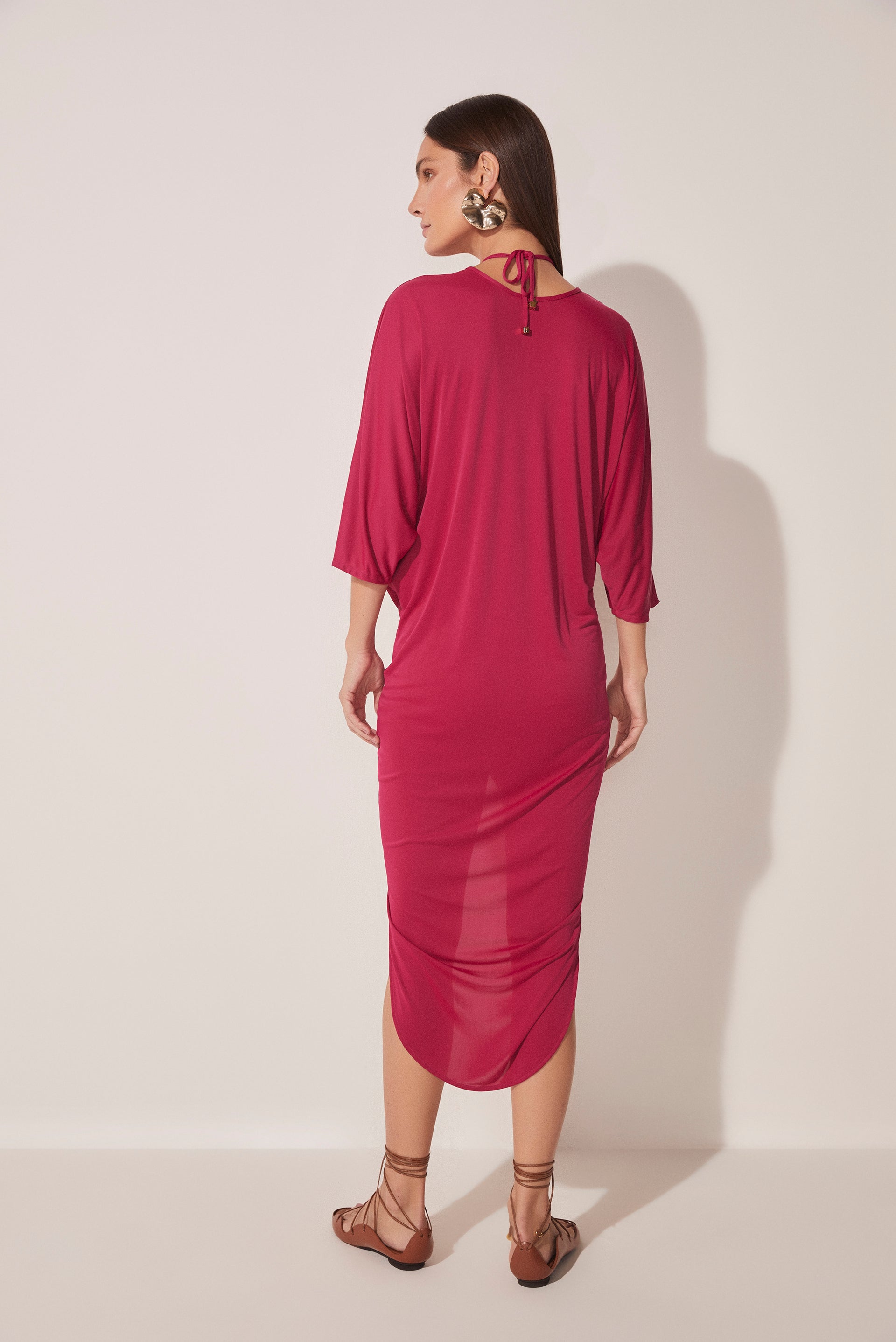 Agua De Coco Lychee Draped Midi Tunic E4664A1653