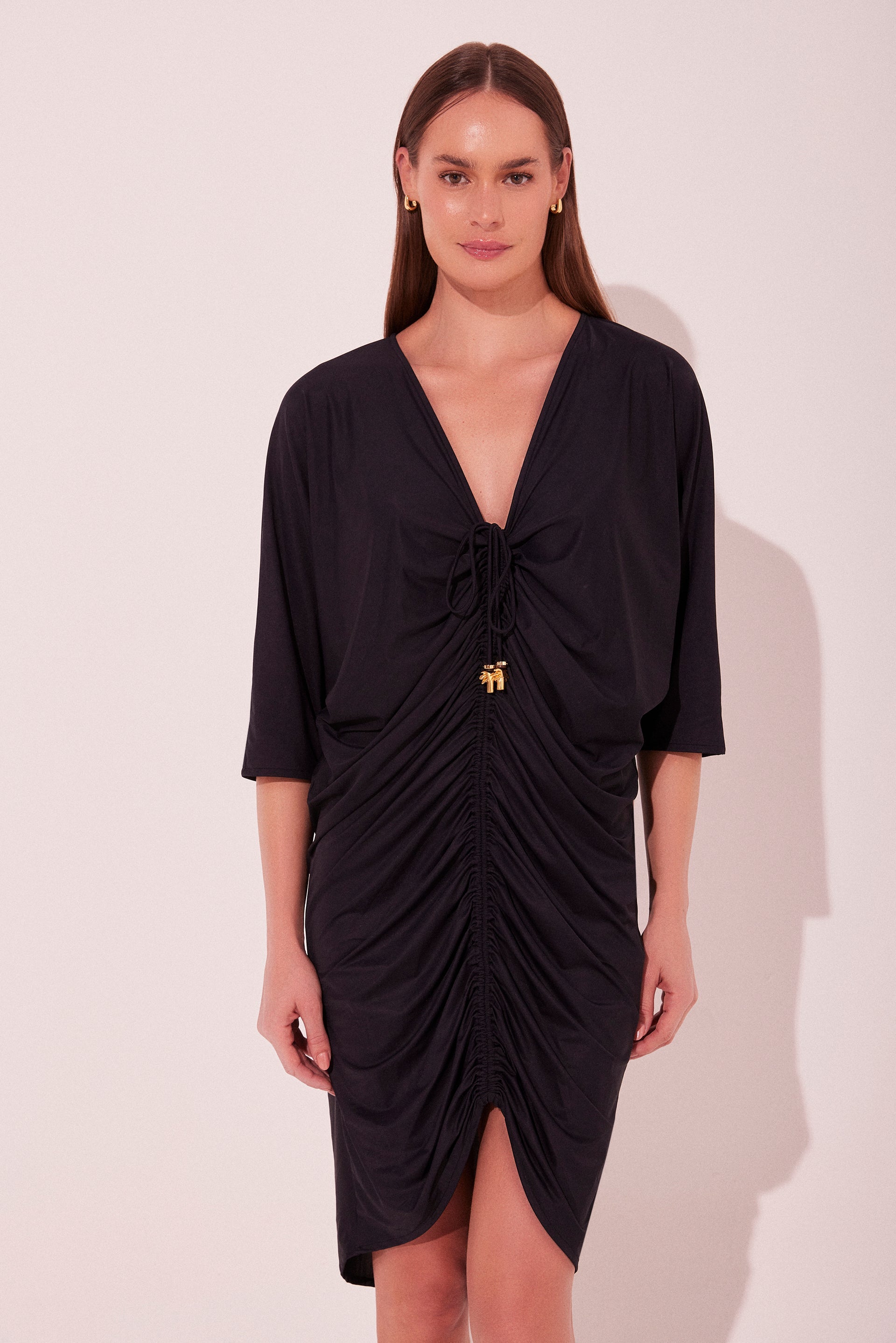 Agua De Coco Black Scales Draped Midi Tunic E4664A2226