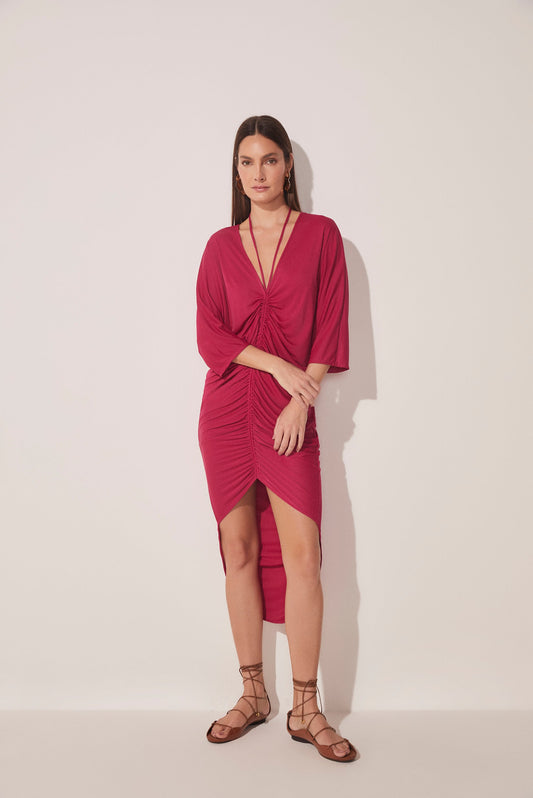 Agua De Coco Lychee Draped Midi Tunic E4664A1653