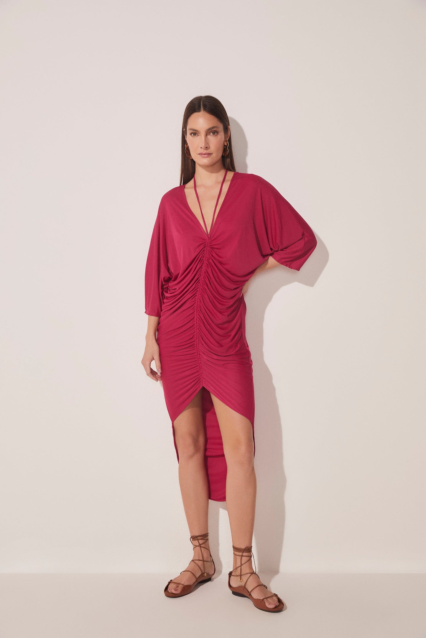 Agua De Coco Lychee Draped Midi Tunic E4664A1653