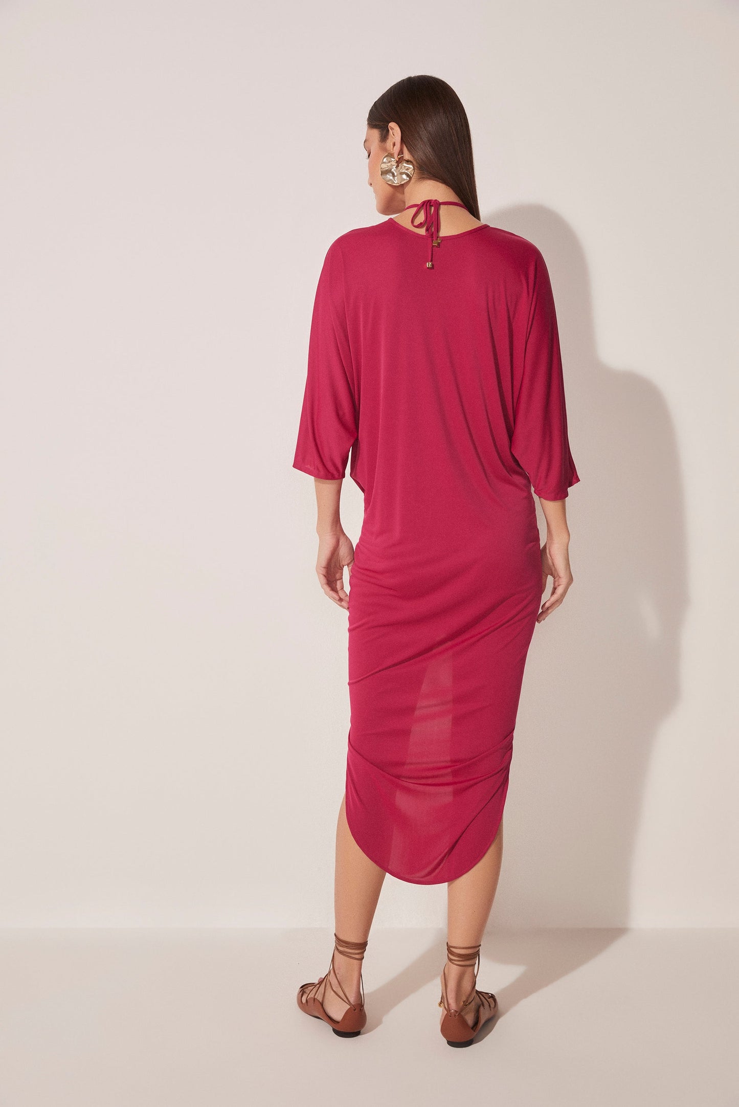 Agua De Coco Lychee Draped Midi Tunic E4664A1653