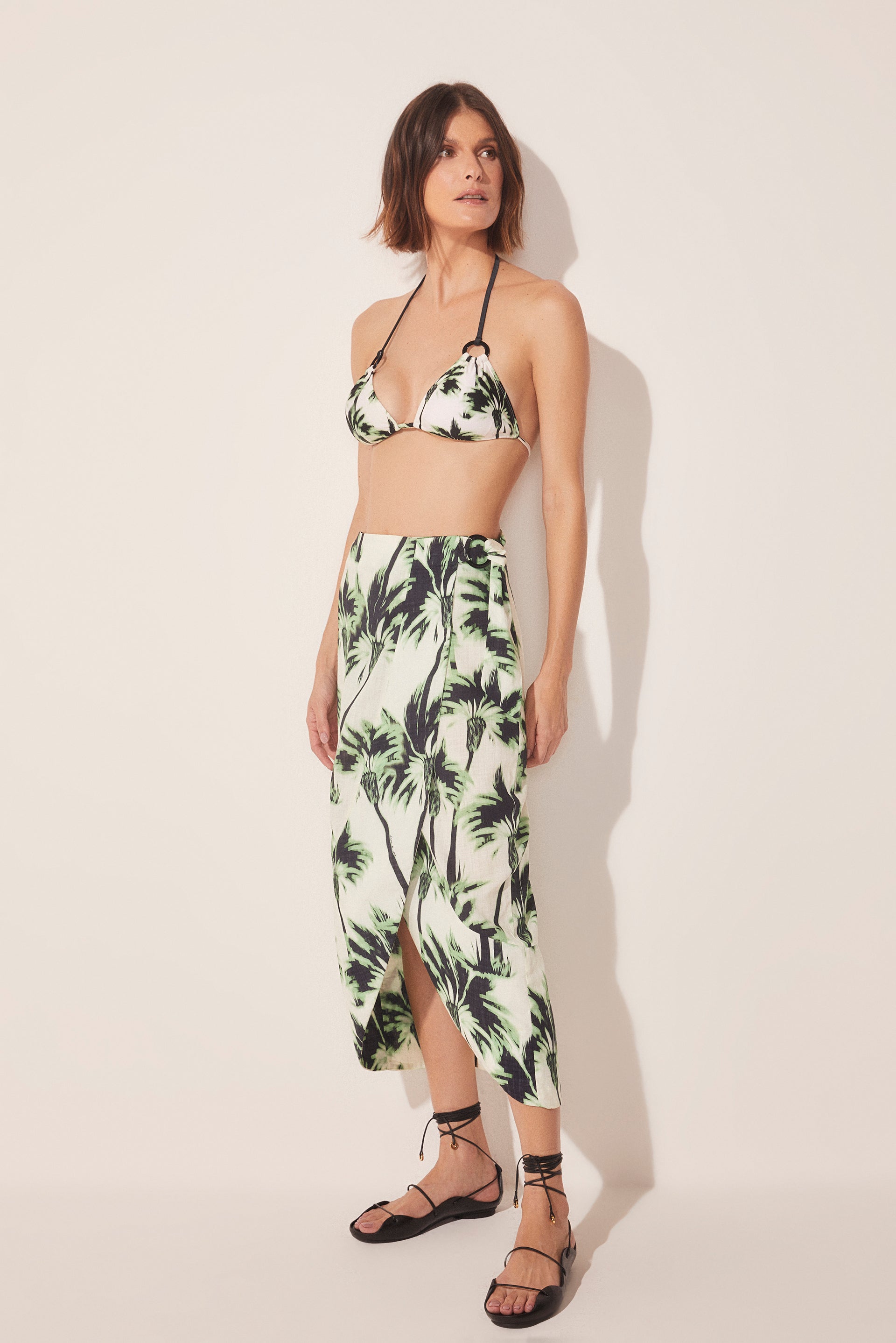 Agua De Coco Ikat Coconut Trees Criss Crossed Midi Skirt E4871A1636
