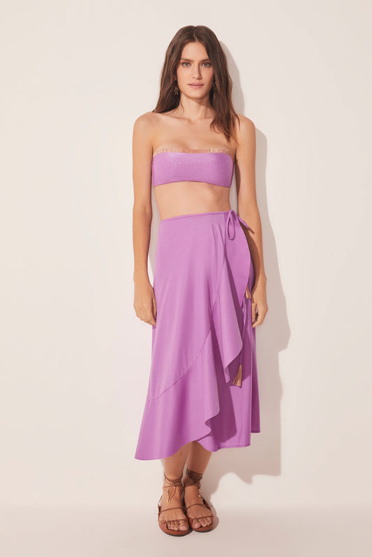 Agua De Coco Lotus Ruffled Midi Skirt E4883A1690